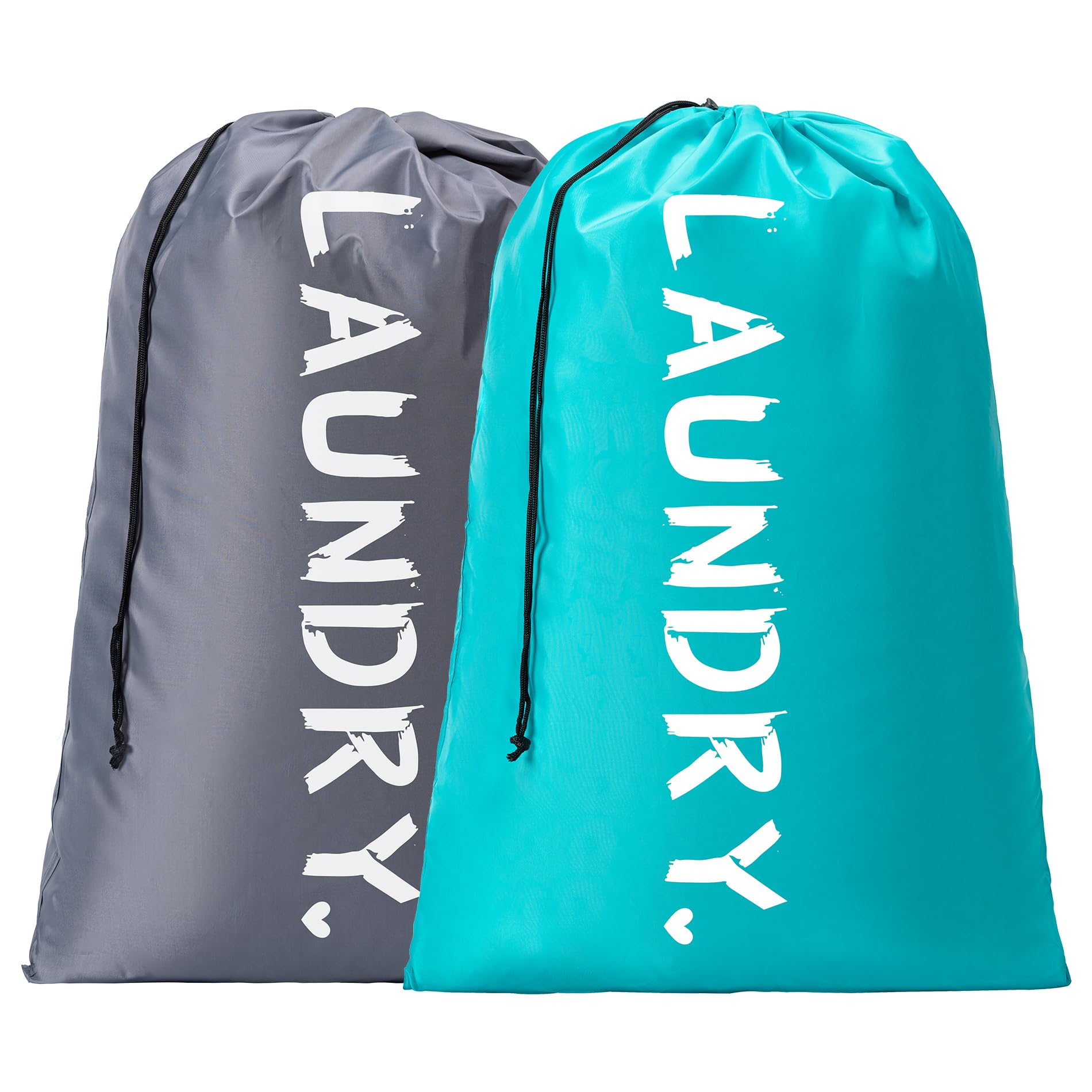 2 Pack XL Travel Laundry Bag, Machine Washable Dirty Clothes Organizer with Drawstring,Large Enough to Hold 4 Loads of Laundry, Easy Fit a Laundry Hamper or Basket Travel Essentials 24" x 36"