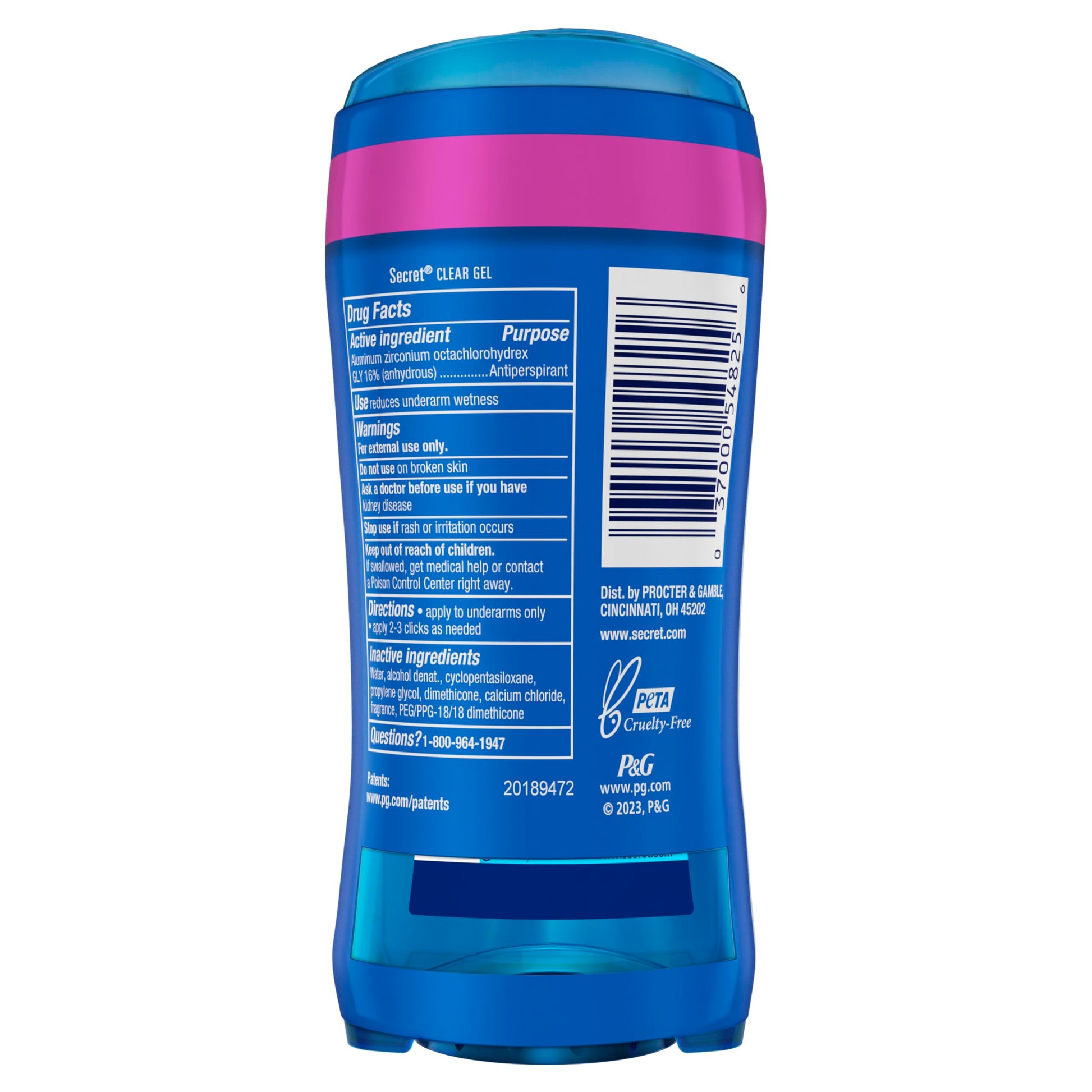 Secret Outlast Antiperspirant Deodorant for Women, 72hr Sweat & Odor Protection, PH Balancing Minerals, Clear Gel, Completely Clean Scent, 2.6 oz (Pack of 2)