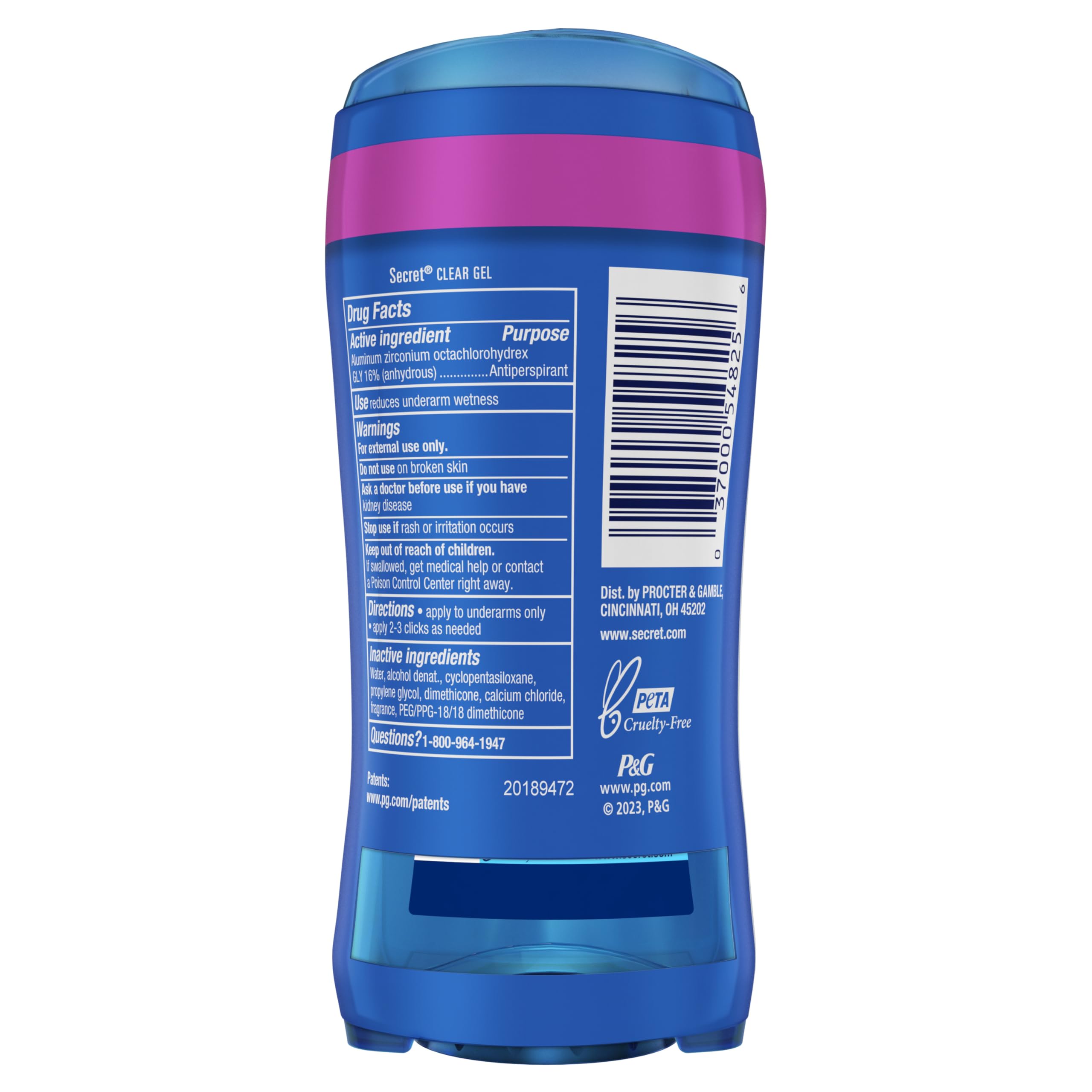 Secret Outlast Antiperspirant Deodorant for Women, 72hr Sweat & Odor Protection, PH Balancing Minerals, Clear Gel, Completely Clean Scent, 2.6 oz (Pack of 2)