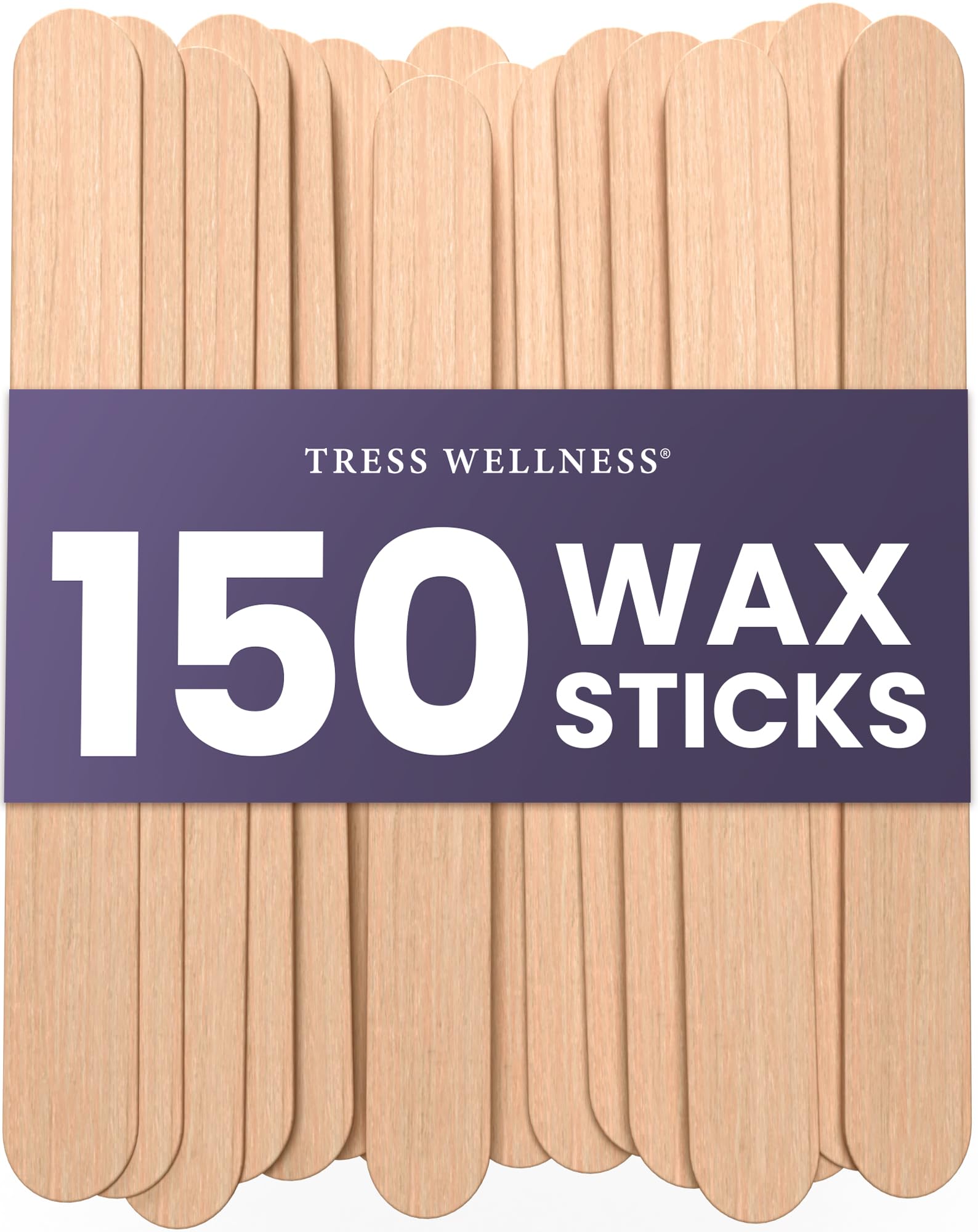 Tress Wellness - Waxing Sticks for Hair Removal - Premium Splinter-Free Wooden Sticks for Waxing, Wax Stick for Body and Face Waxing,150 Wax Sticks