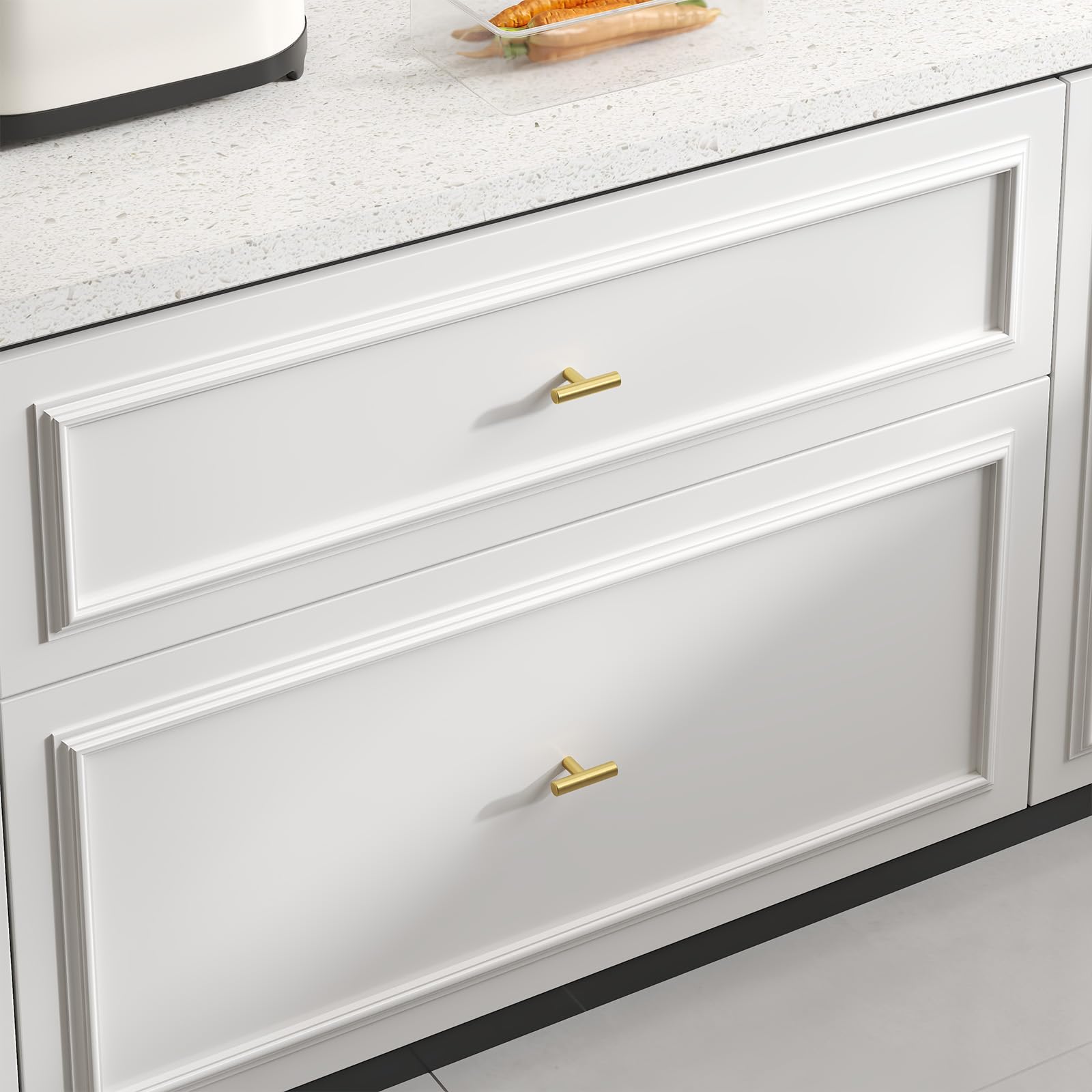 goldenwarm 10 Pack Gold Cabinet Knobs Brushed Brass Drawer Knobs Gold Dresser Hardware - LS201GD Single Hole Handles for Kitchen Cupboard Doors Closet Hardware 2in Overall Length