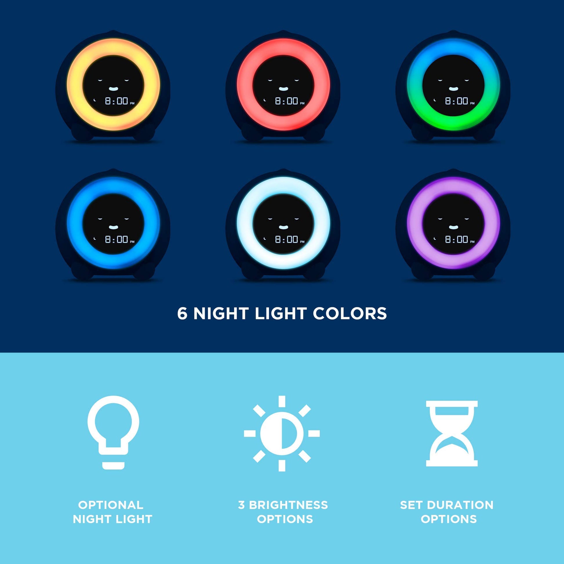 LittleHippo Mella: Kids Alarm Clock, Ready to Rise Children's Sleep Trainer, Night Light, Sound Machine and OK to Wake for Toddlers and Kids - Arctic Blue (Updated 2025)