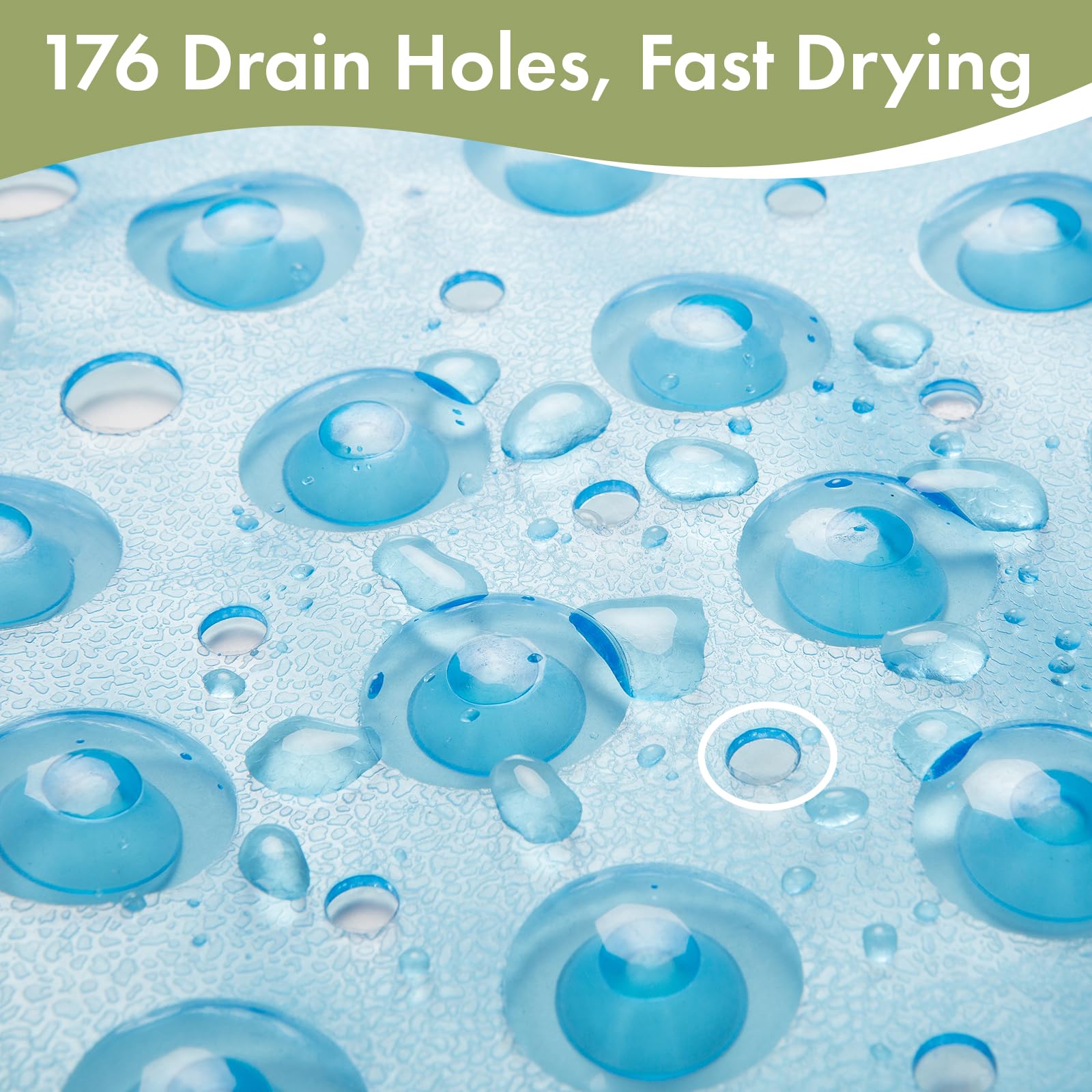 AmazerBath Shower Mat Non Slip 40 x 16 Inches, Bathtub Mat Shower Stall Mats with Suction Cups and Drain Holes, Non Slip Bath Mat for Tub for Elderly & Kids, Clear Blue