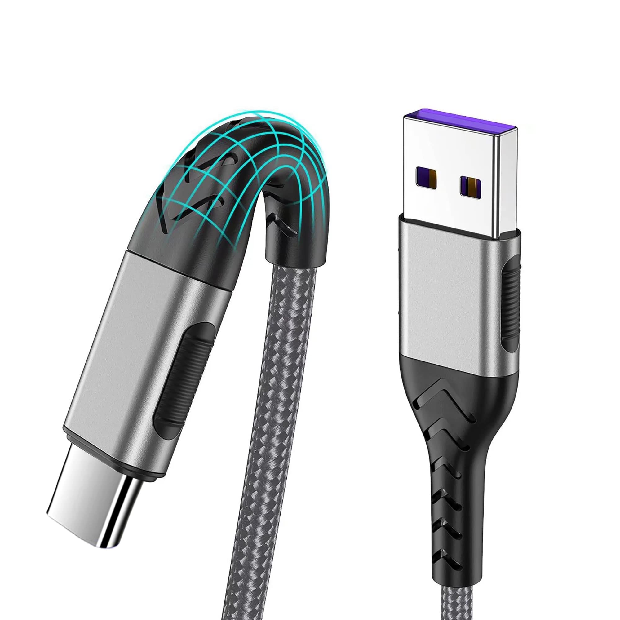 كيبل USB C من دوركورد، كيبل شحن USB نوع C سريع ومطور قطعتين بطول 10 قدم لهواتف اندرويد/الهواتف/الايباد/اللابتوب، كيبل USB مجدول من النوع C متوافق مع ايفون 17/16/15/برو/بلس/ماكس/سامسونج-فضي