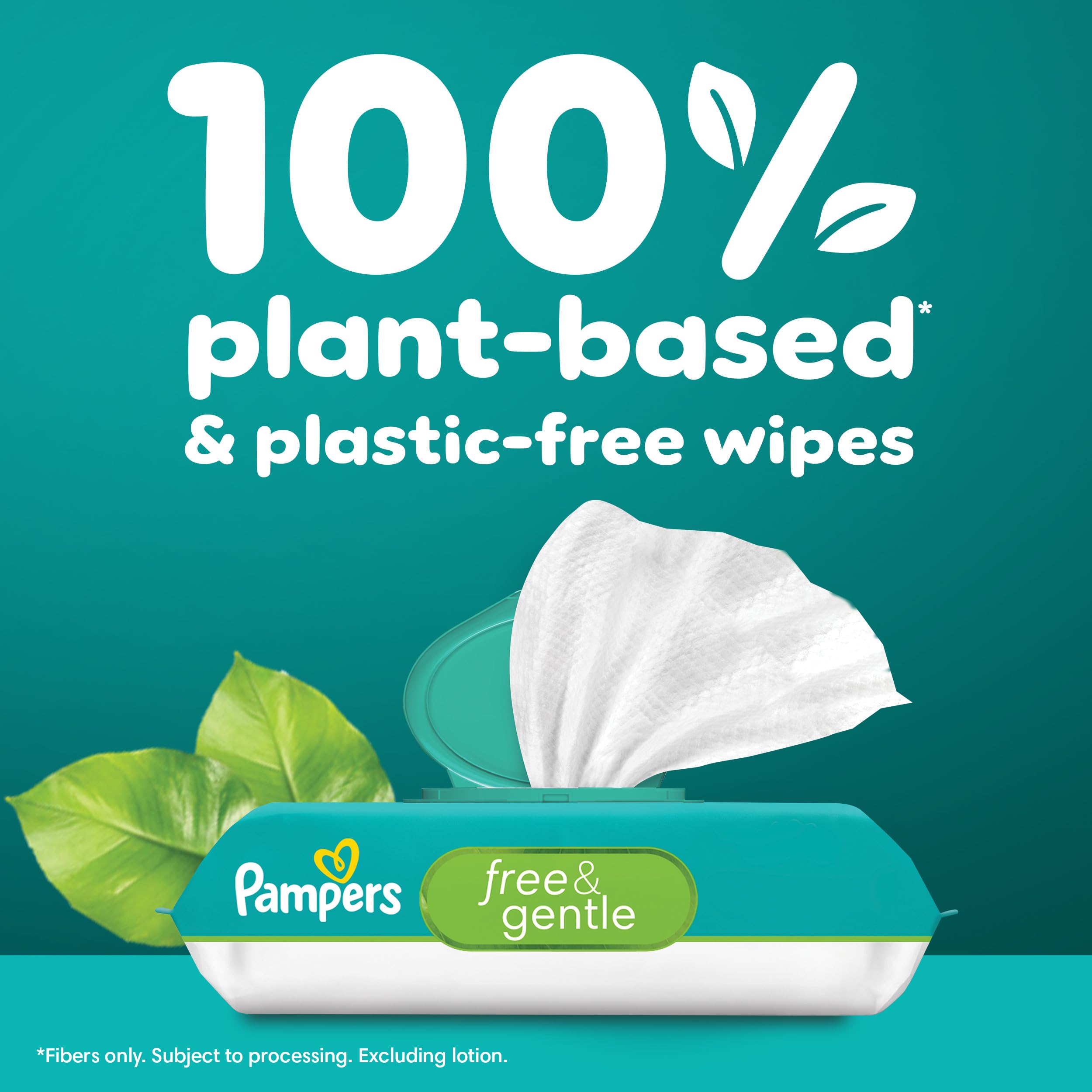 Pampers Baby Wipes, Free & Gentle, Hypoallergenic and Unscented Wipe, 100% Plant Based, Plastic-Free for Babies, 936 Total (12 Flip-Top Packs)