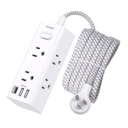 10 Ft Power Strip Surge Protector, Extension Cord with 6 Widely Outlets 3 USB Ports (1 USB C), 3-Side Outlet Extender Strip, Flat Plug, Wall Mount Small Power Strip for Travel Home Office College Dorm