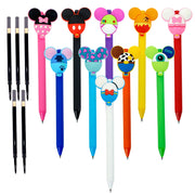 APQA 10pcs Mouse Head Character Ears Pens Set, Retr ctable Ballpoint Pen, Multi Color Jumbo Autograph Princess Pencil Signature Office Desk Stationary Accessories, Gift for Teacher Student