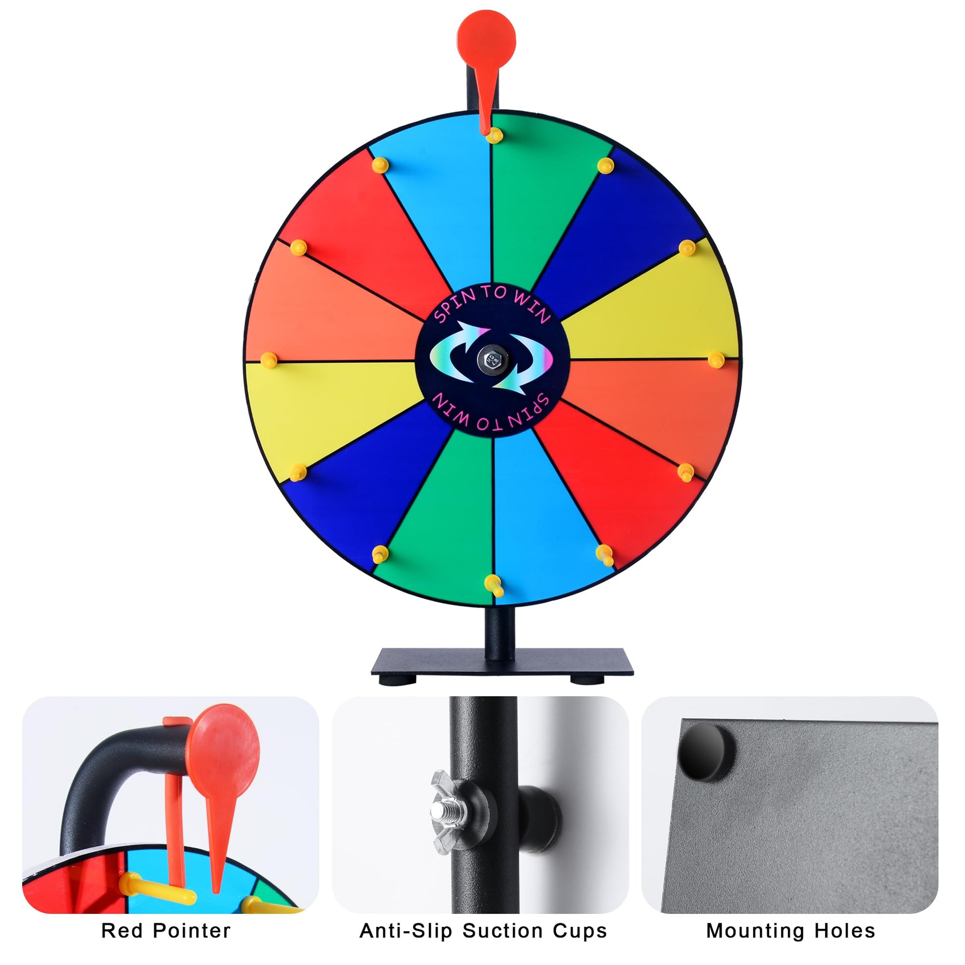 12 Inch Spin Wheel Prize Wheel with 12 Slots,Heavy Duty Base and Stand,Ideal for Carnival Events Home Parties and Tradeshows Engaging Spinning Wheel for Prizes Wheel of Fortune Spin the Wheel