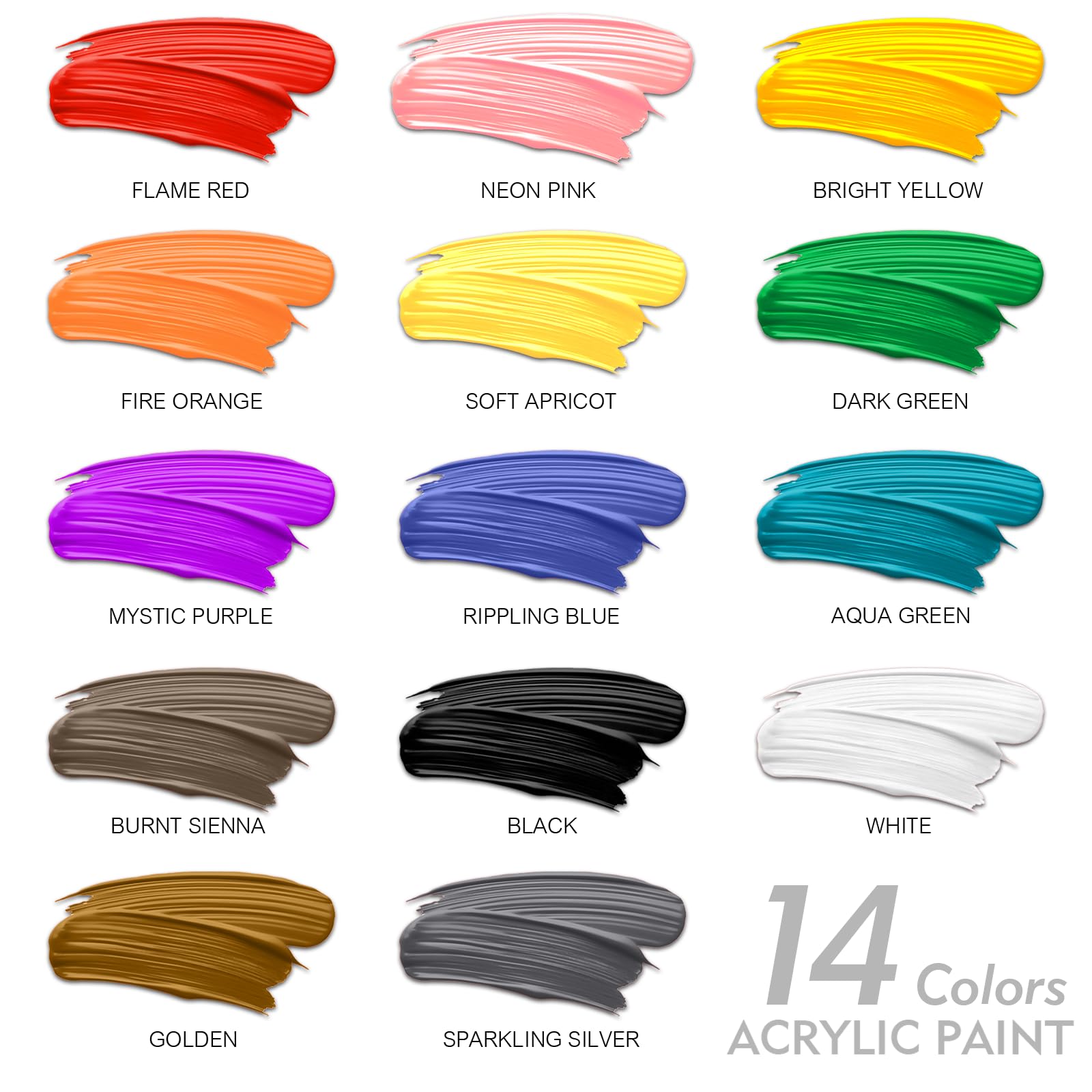 unuaST Acrylic Paint Sets for Adults, 14 Colors Large Bulk Acrylic Paints kits Rich Pigment Art Painting Supplies for Artists/Beginners, Acrylic Paint Sets for Canvas with Pump, Color Wheel (10oz/300ml)