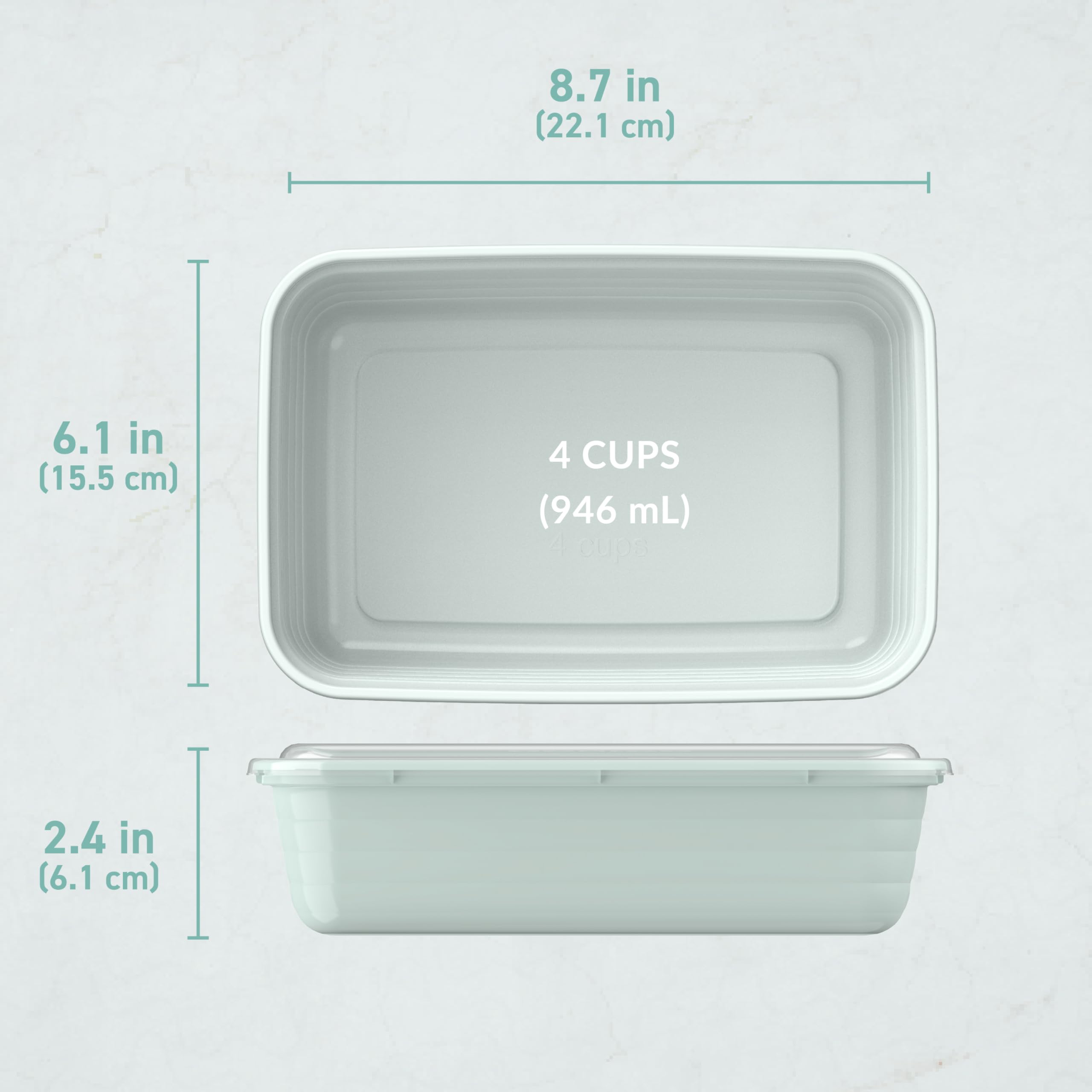 Bentgo Prep - 20-Piece 1-Compartment Reusable Meal Prep Containers with Lids, PFAS & BPA Free Materials, Durable, Microwave, Freezer, & Dishwasher Safe To Go Food Storage (Mint)