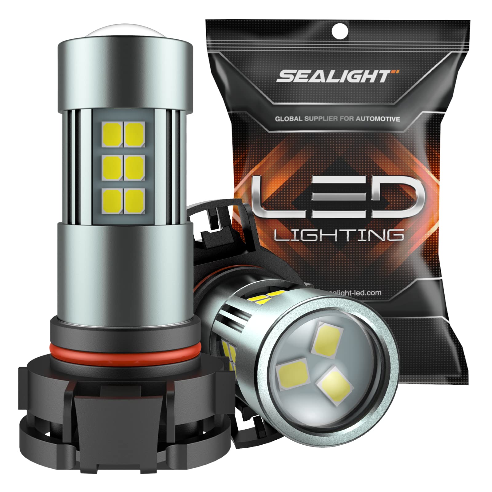SEALIGHT H10/9145/9140 LED Fog Light Bulbs, 6000K Xenon White, 27 SMD Chips, 360-degree Illumination, Non-polarity, Pack of 2