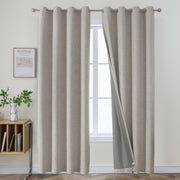 Joydeco 100% Blackout Curtains 96 Inches Long 2 Panels Set, Linen 96 Inch Blackout Curtains 2 Panels, Room Darkening Textured Curtains for Bedroom Living Room Window (52x96 inch,Greyish White)