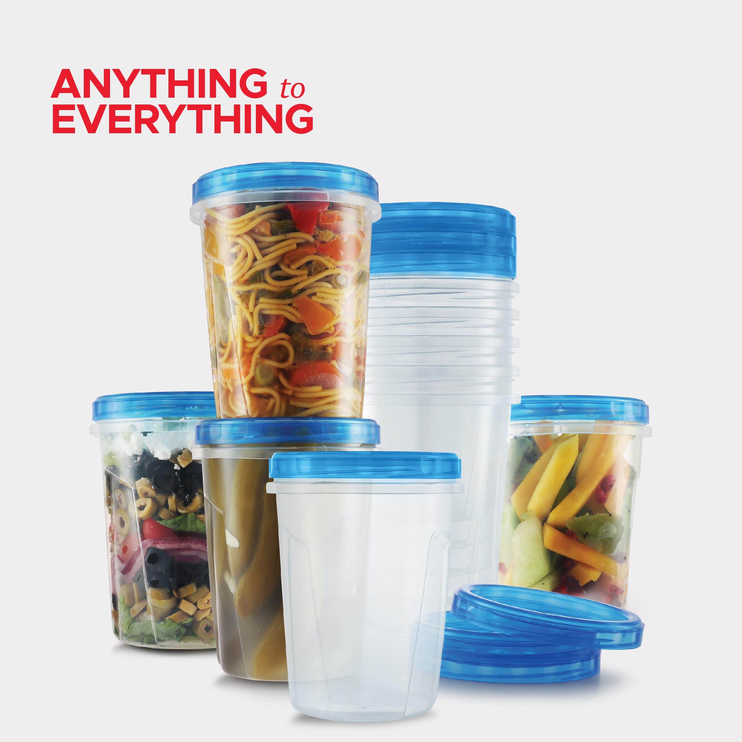 10 Pack Leakproof Freezer Containers for Food with Twist Top Lids - 32 Oz BPA Free Reusable Plastic Soup Containers with Screw On Lids - Ideal for Meal Prep, Leftovers & Pantry Organization