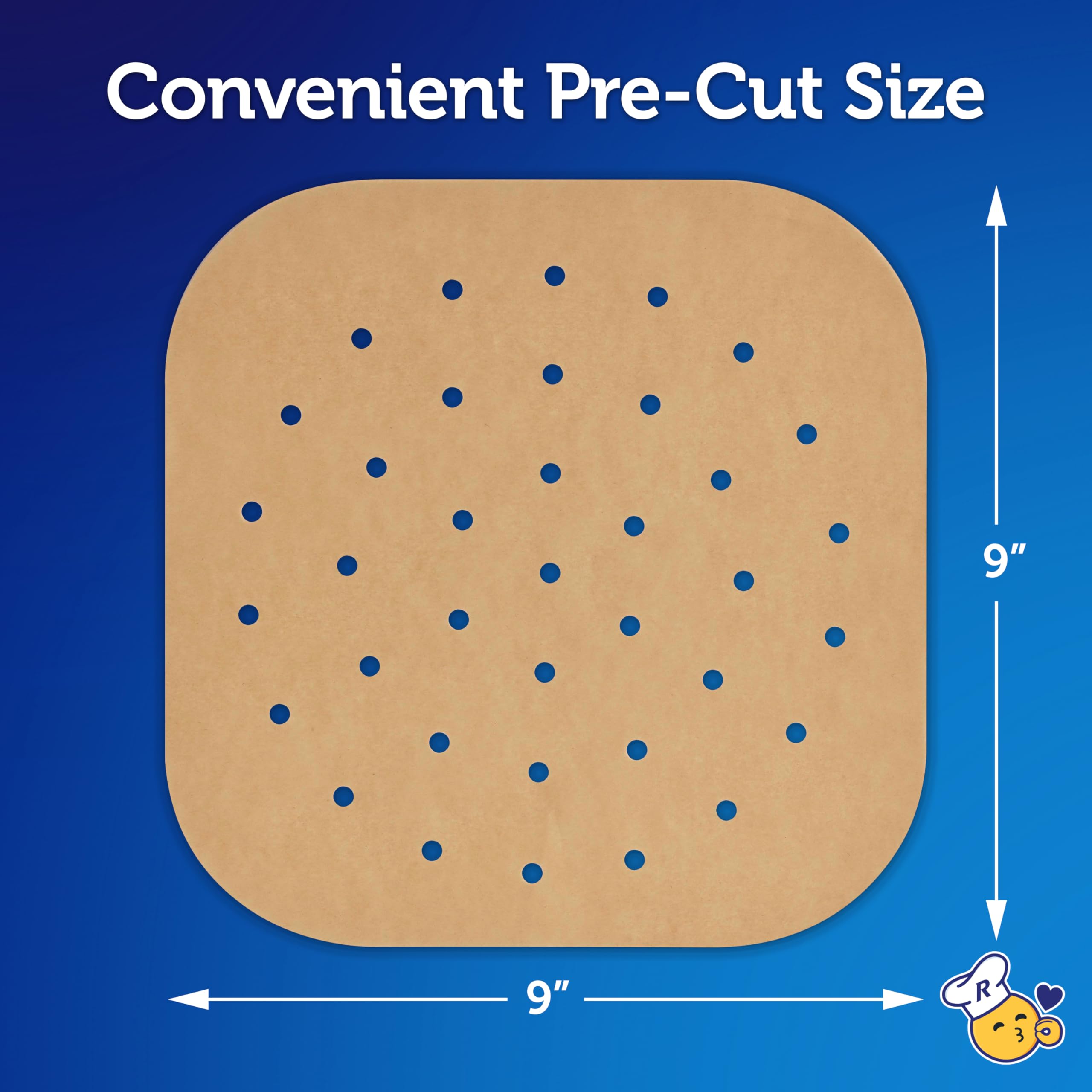 Reynolds Kitchens Air Fryer Liners Disposable, Unbleached Parchment Paper Sheets, 50 Count