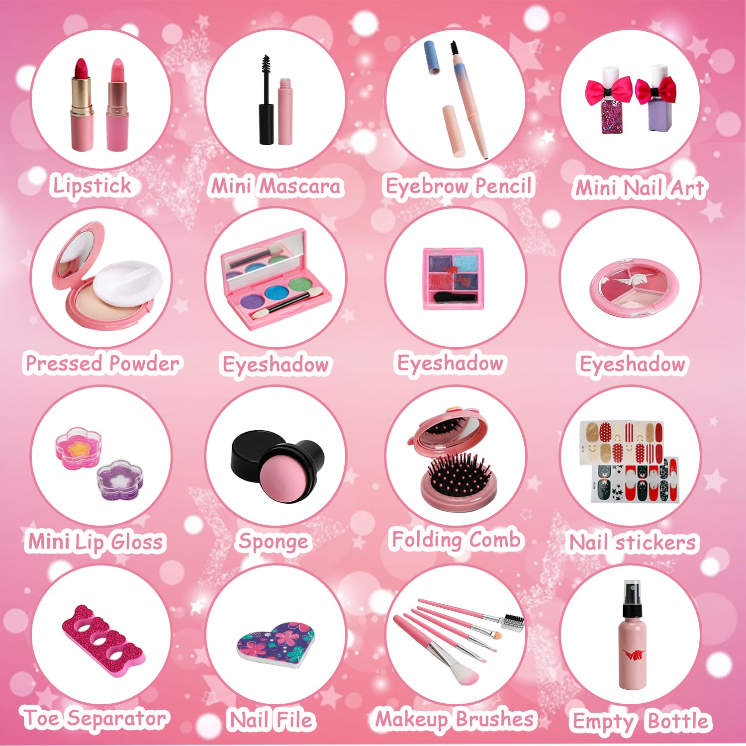 For Ideahome Kids Washable Makeup Girl Toys - Real Make Up Set, Little Girls Makeup Kit for Toddler Kid Children Princess, Christmas Birthday Gift Toys for Girl 4 5 6 7 8 9 10 Year Old