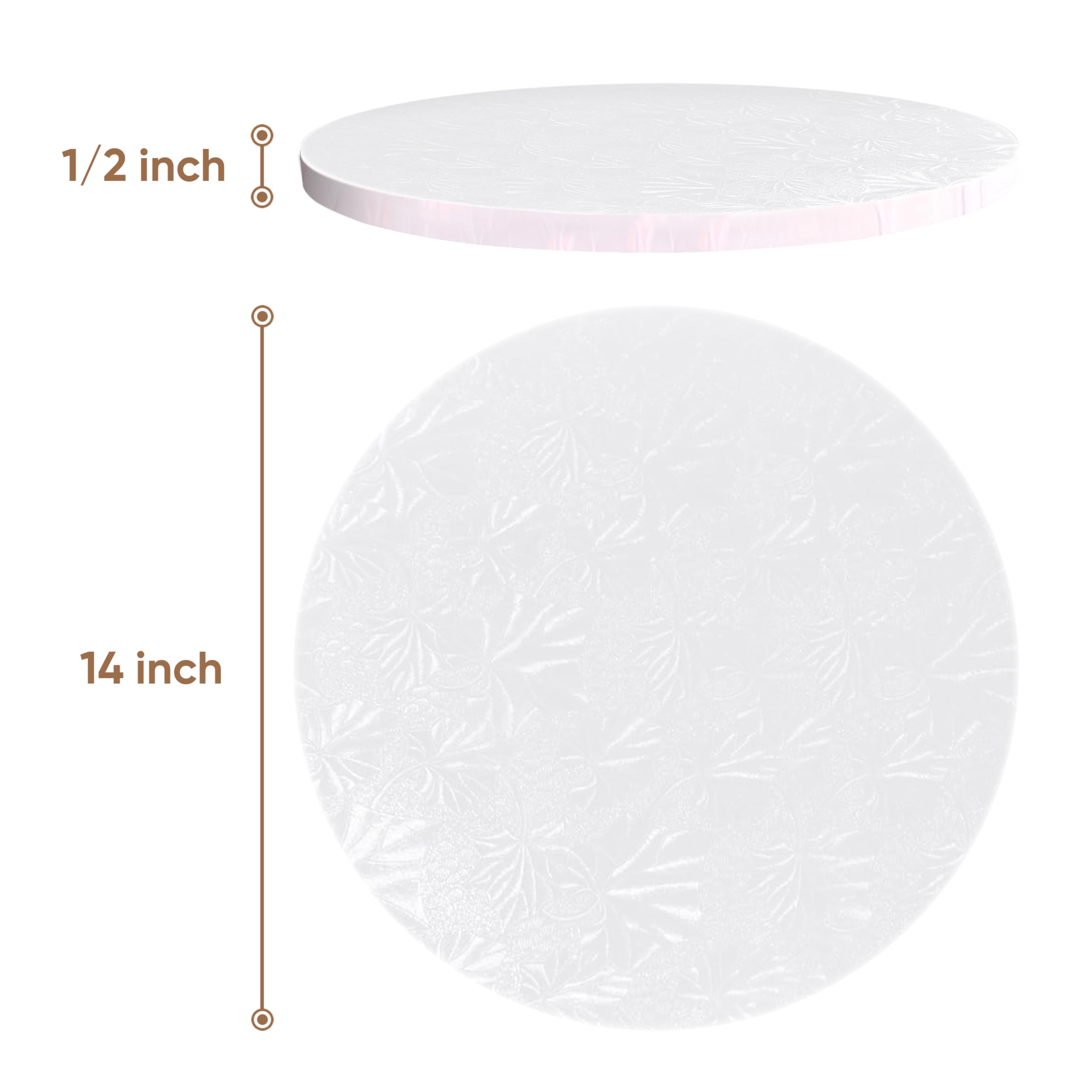 Cakebon Cake Boards - Sturdy 1/2 Thick Drums - 14 Inch Professional Smooth Straight Edges White 1-Pack