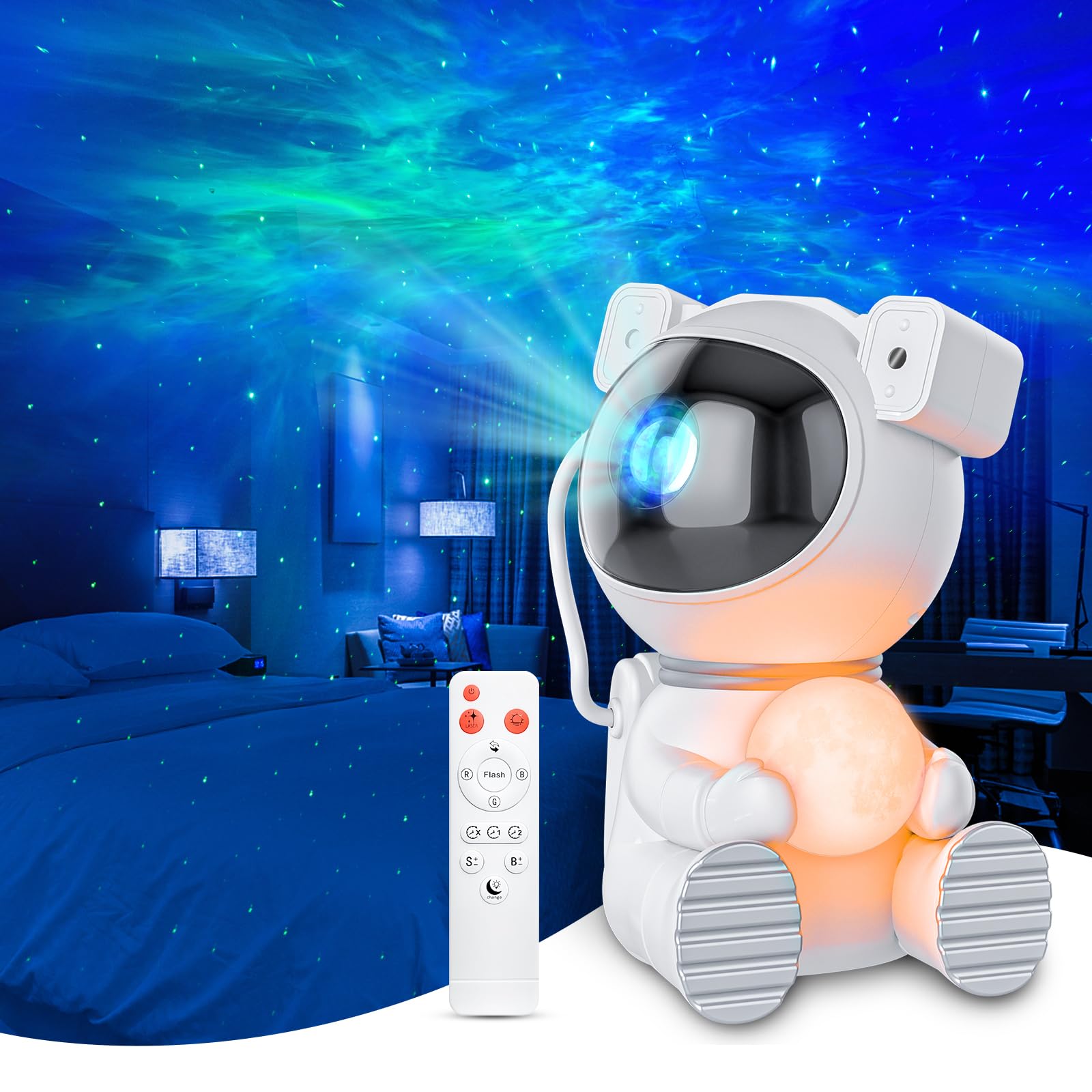 Cayclay Astronaut Galaxy Projector, Star Projector with Timer and Remote, Galaxy Projector with Moon Lamp, LED Nebula Night Light for Kids, Adults, Room Decor, Gift