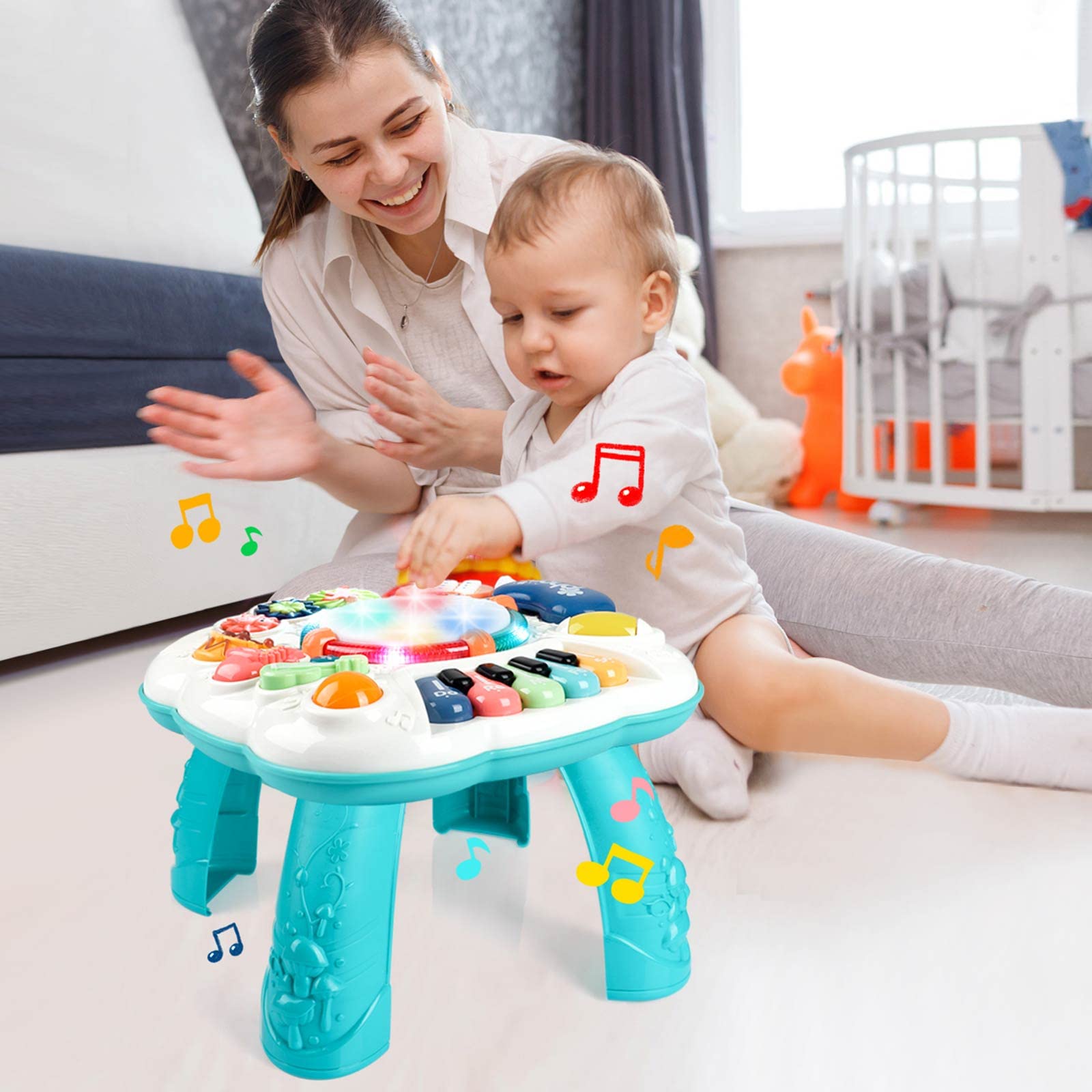 BACCOW Baby & Toddler Toys, Baby Activity Center 6 to 12-18 Month Old, Learning Musical Table Toys for 1 2 3 Year Old Boys Girls Gifts
