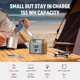 EnginStar Portable Power Station 150W 155Wh Solar Generator 110V 42000mAh Portable Power Bank w/AC Outlet, 6 Outputs External Battery Backup LED Light for Outdoor Camping