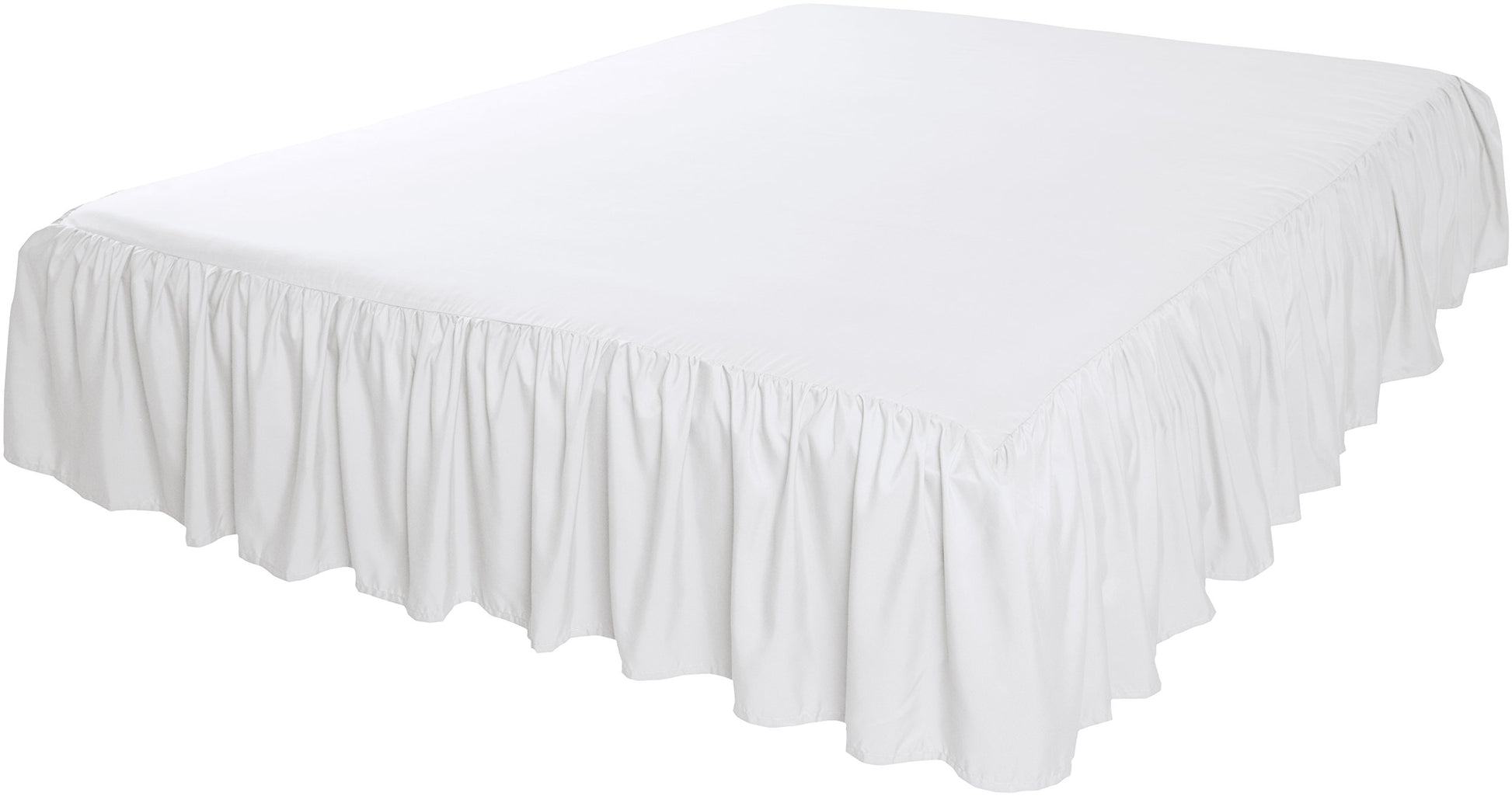 Amazon Basics Lightweight Ruffled Bed Skirt, Classic Style, Soft and Stylish 100% Microfiber with 16" Drop, Machine Washable, Wrinkle Free, Queen, Bright White, Solid