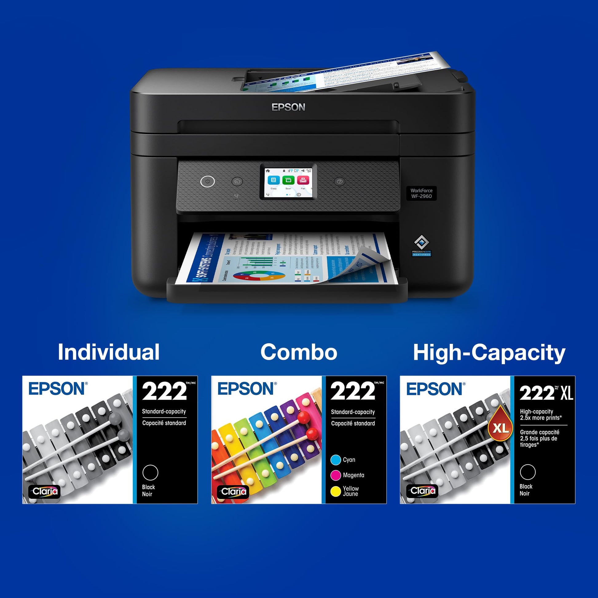 Epson 222 Claria Ink Standard Capacity Black Cartridge (T222120-S) Works with Workforce WF-2960, Expression XP-5200