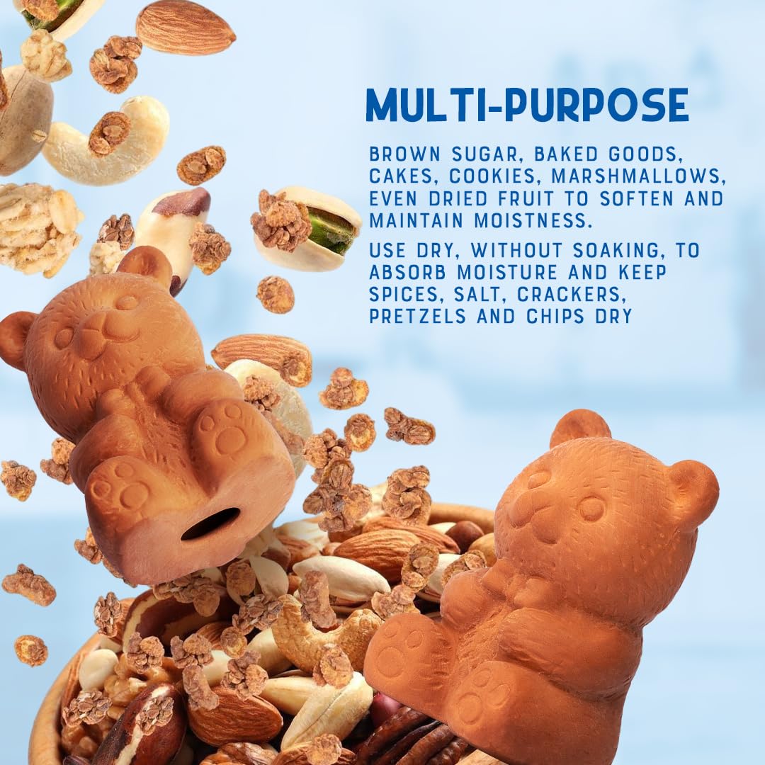 Vivid Works Brown Sugar Keeper - Terracotta Brown Sugar Bear to Maintain Food Moisture in Storage Container - Terra Cotta Food Saver