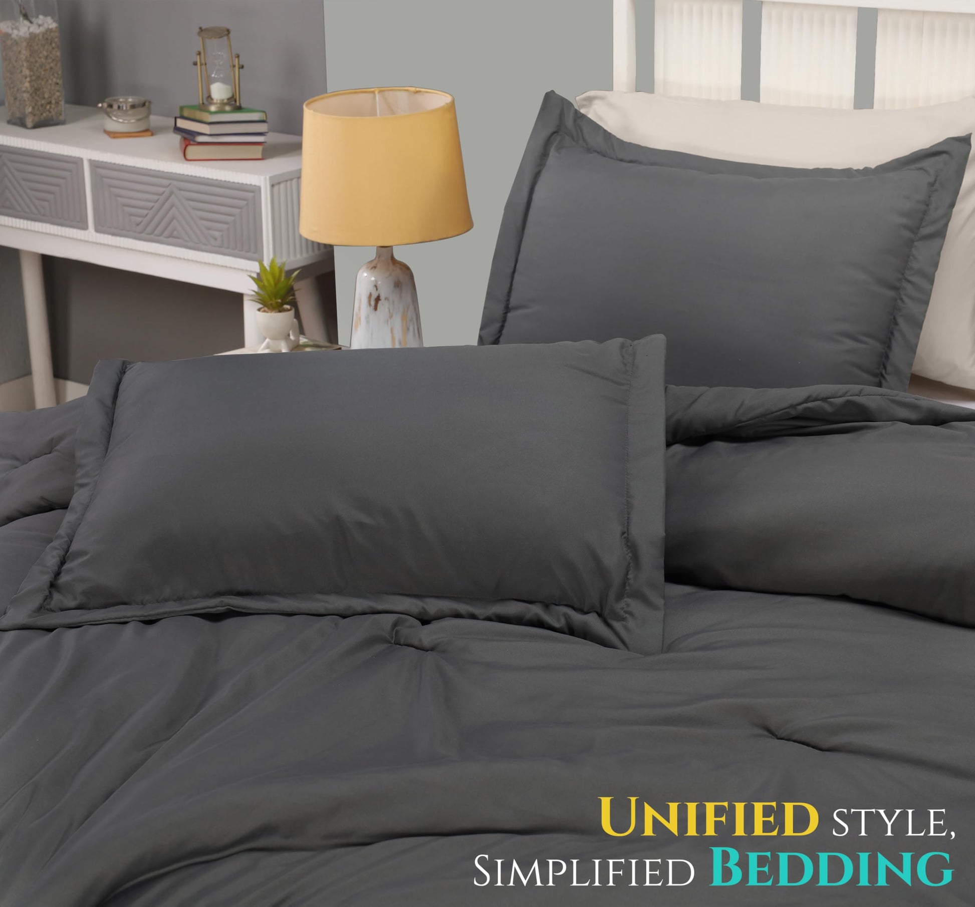 Utopia Bedding Queen Comforter Set Grey, Comforters Queen Size 3 Pieces Bedding Comforters Sets, Down Alternative Soft Bed Set, 1 Comforter (88 x 88 inches) 2 Pillow Shams (20 x 26 inches)