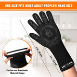 HAMITOR BBQ Grill Gloves Heat Resistant: 1472℉ High Temp Resistance Fireproof Glove for Grilling Smoking Barbecue - Washable Long Oven Mitts Extreme Hot Proof Mitts for Kitchen Cooking Baking