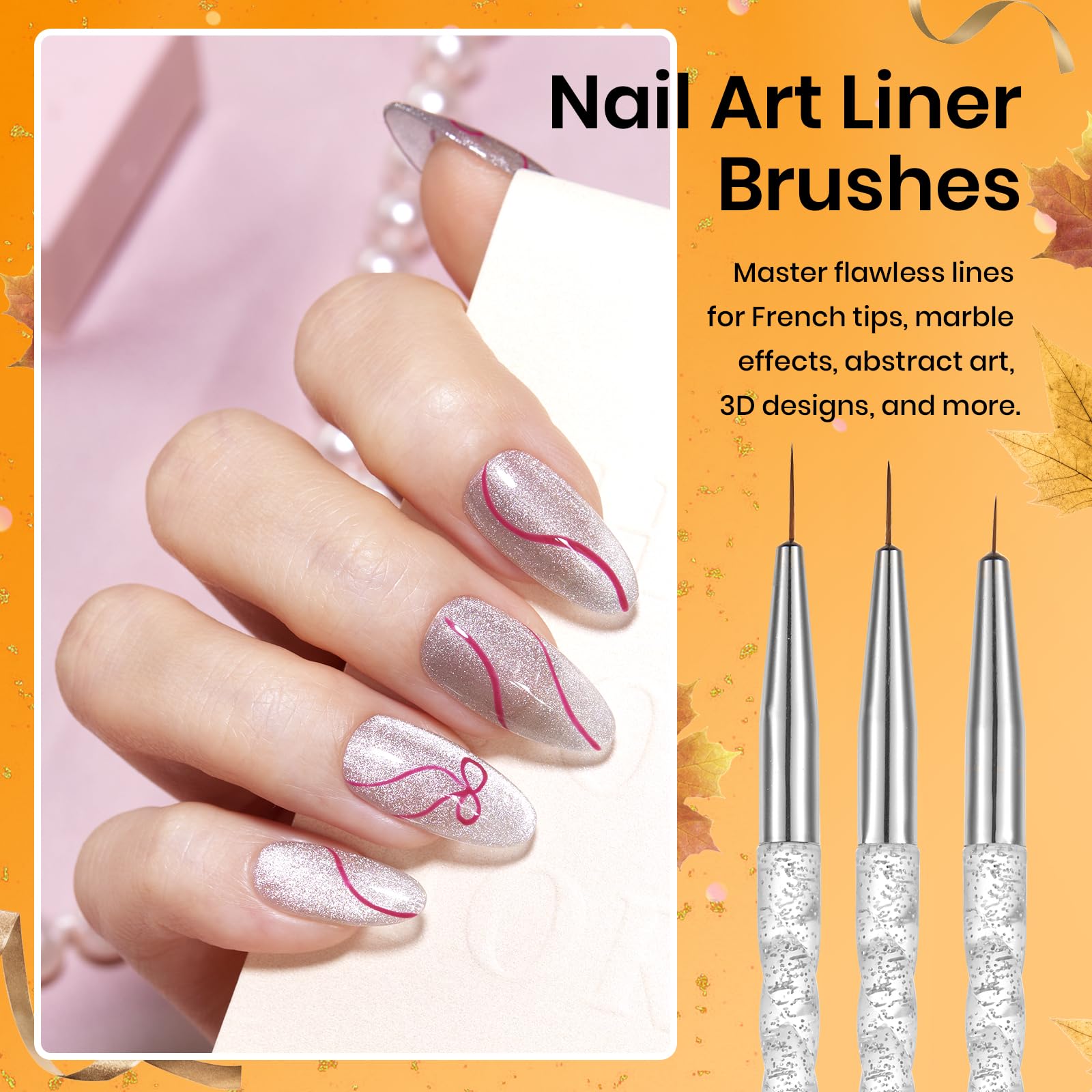 Beetles 31pcs Nail Art Brushes, Dotting Tools, Nail Art Pens, Dust Brush, Striping Liner Fingernail Drawing Pens with Palette Holder All in One for Starter Manicure Design Set
