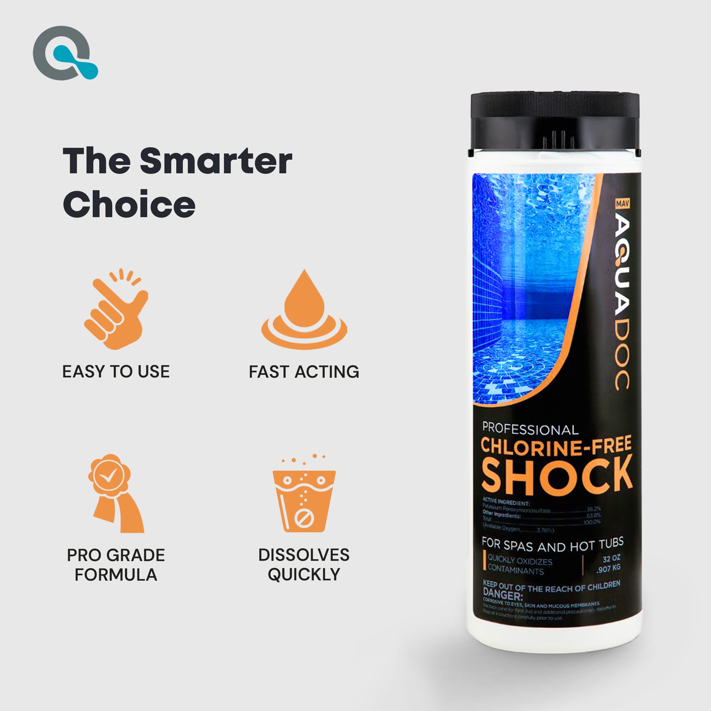 Non-Chlorine Spa Shock for Hot tub - Chlorine Free Tub Treatment & Enhanced to Assist Bromine Suitable Oxidizer Oxidizing by AquaDoc