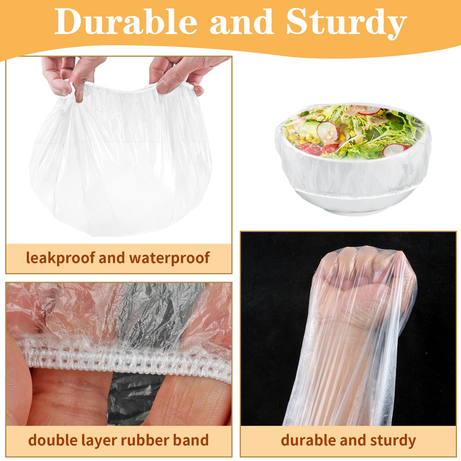 200 Pcs Bowl Covers for Bread Proofing, Plastic Shower Caps for Sourdough Bread, Food Covers Stretch Reusable Elastic, Keep Food Fresh and Dust Away