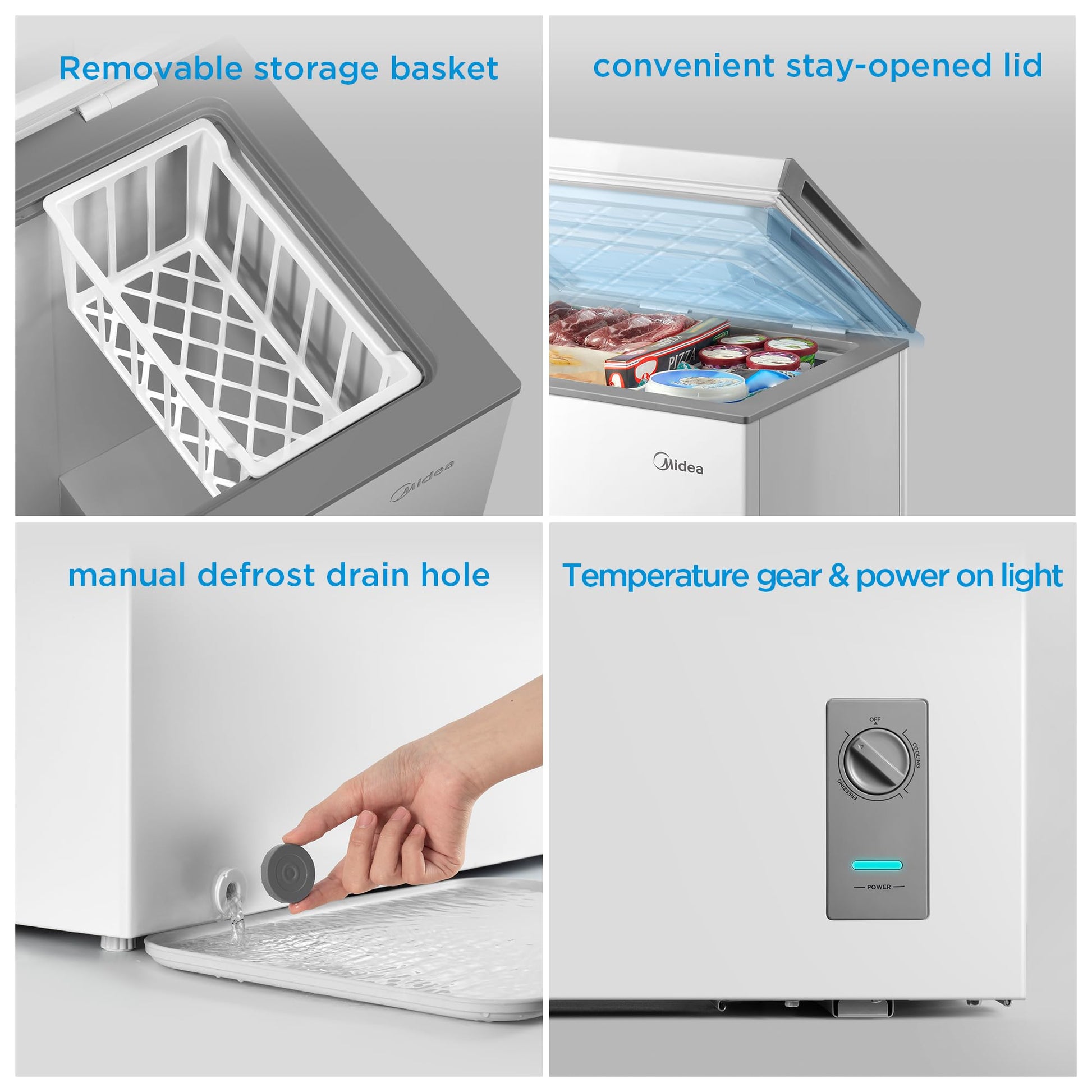 Midea MERC04C4BAWW 3.5 Cubic Feet Chest Freezer, Cu.ft-Convertible, White