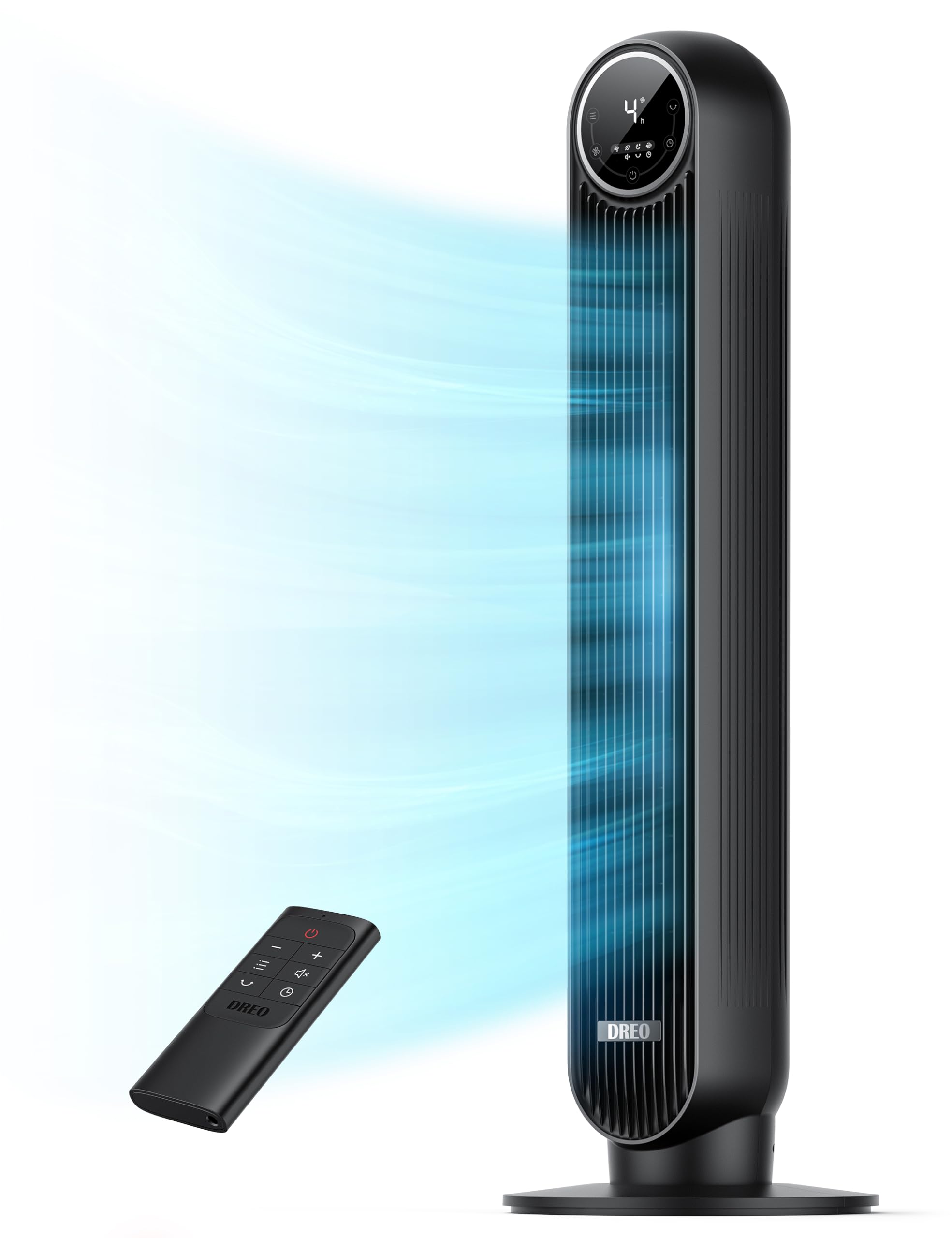 Dreo Tower Fan for Bedroom, 25ft/s Velocity Quiet Floor Fan, 90 degrees Oscillating Fans for Indoors with 4 Speeds, 4 Modes, 8H Timer, Standing Fans, Bladeless Fan, Black, Nomad One (DR-HTF007)