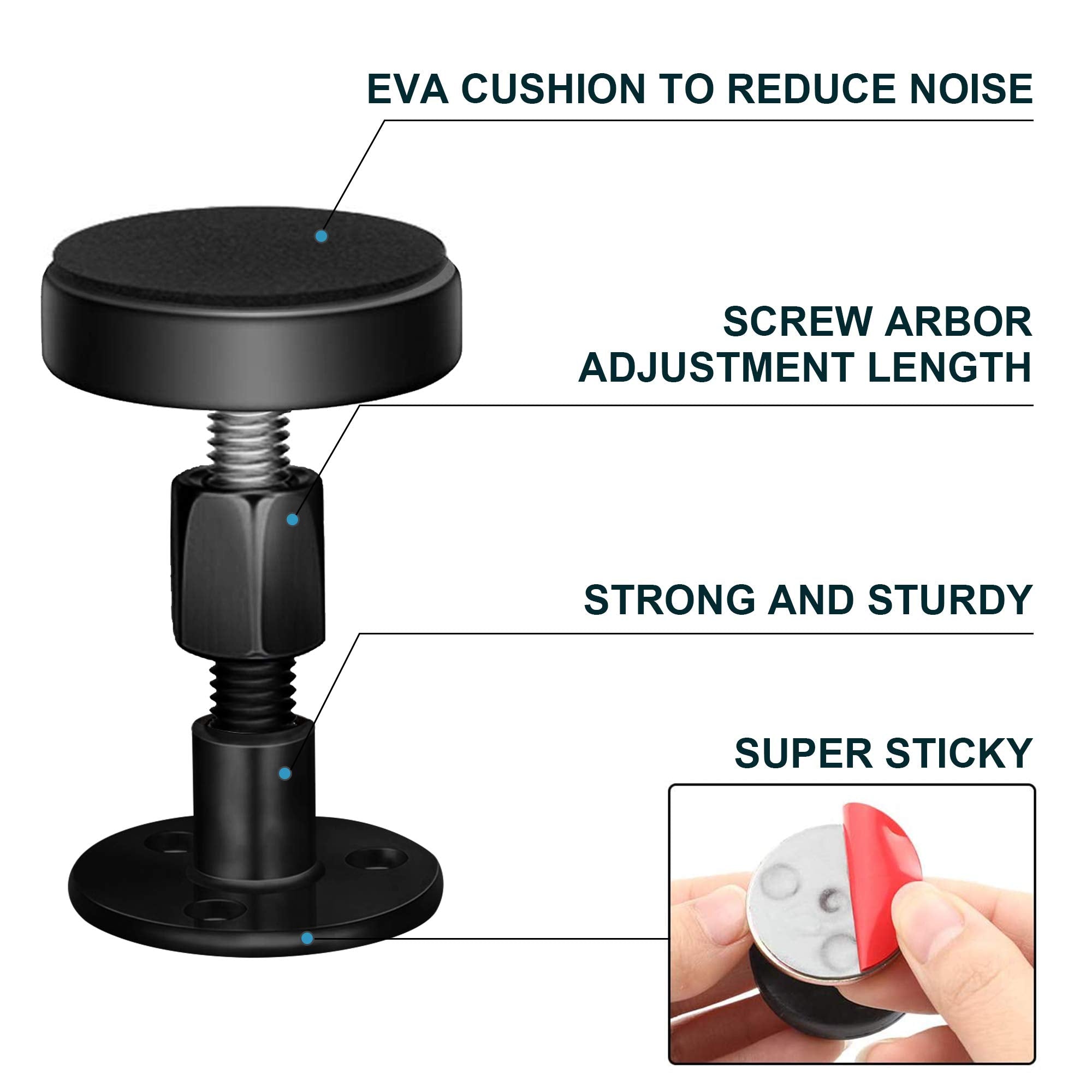 Krisler Adjustable Threaded Bed Frame Anti-Shake Tool, Headboard Stoppers, Bedside Anti Shake Tool for Beds Cabinets Sofas, 4PCs, 30-68mm (Black)