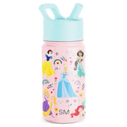 Simple Modern Kids Summit Water Bottle with Straw Lid | Disney Princess 14oz Stainless Steel Cup Insulated Tumbler for Girls, School | Princess Rainbows