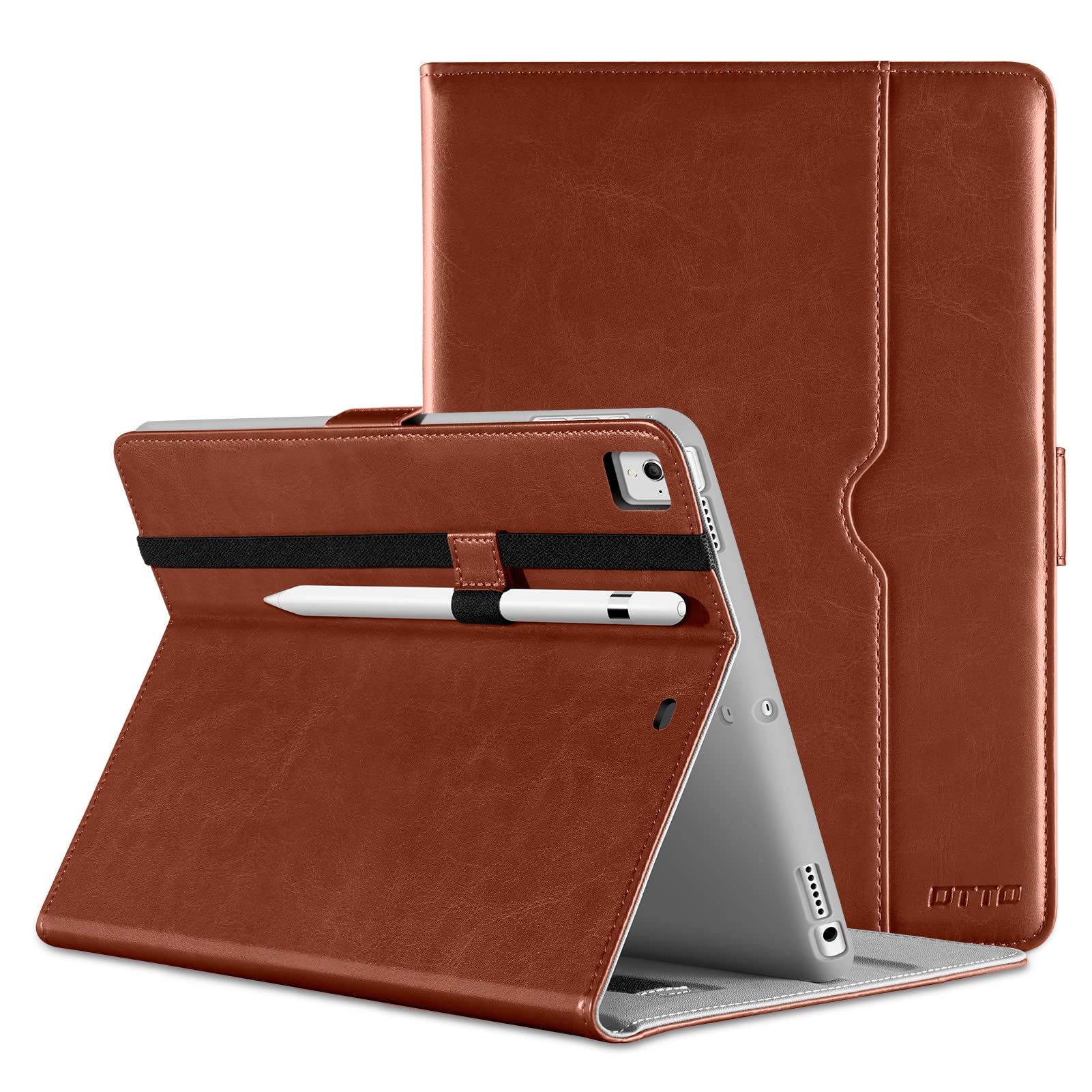 DTTO for iPad 9.7 Inch 5th/6th Generation 2018/2017 Case with Apple Pencil Holder, Premium Leather Folio Stand Cover Case for Apple iPad 9.7 inch, Also Fit iPad Pro 9.7/Air 2/Air - Brown