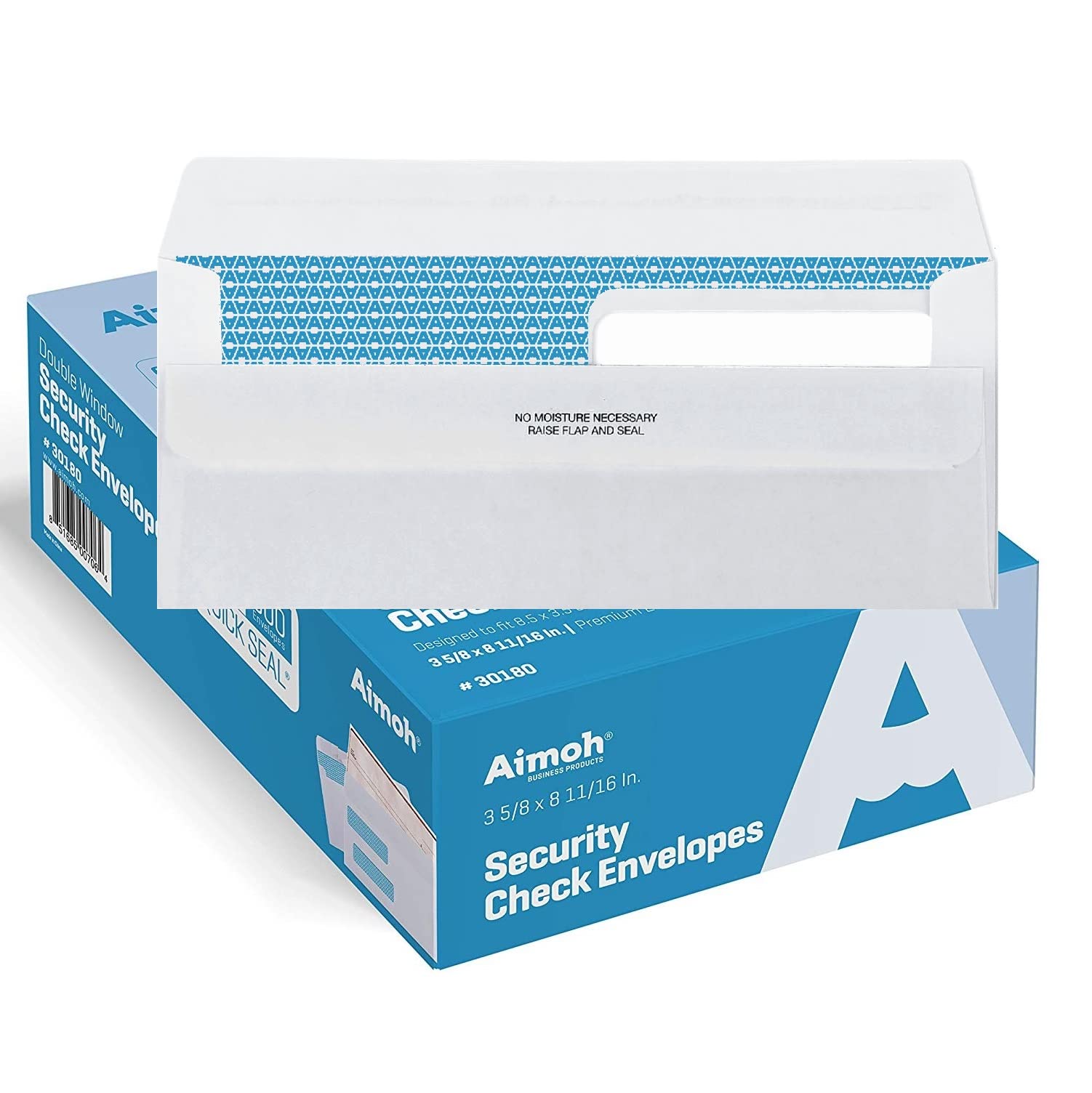 500#8 Double Window Self Seal Security Envelopes - for Business Checks, QuickBooks & Quicken Checks, Size 3 5/8 x 8 11/16 Inches - Checks Fit Perfectly - Not for Invoices, 500 Count (30180)