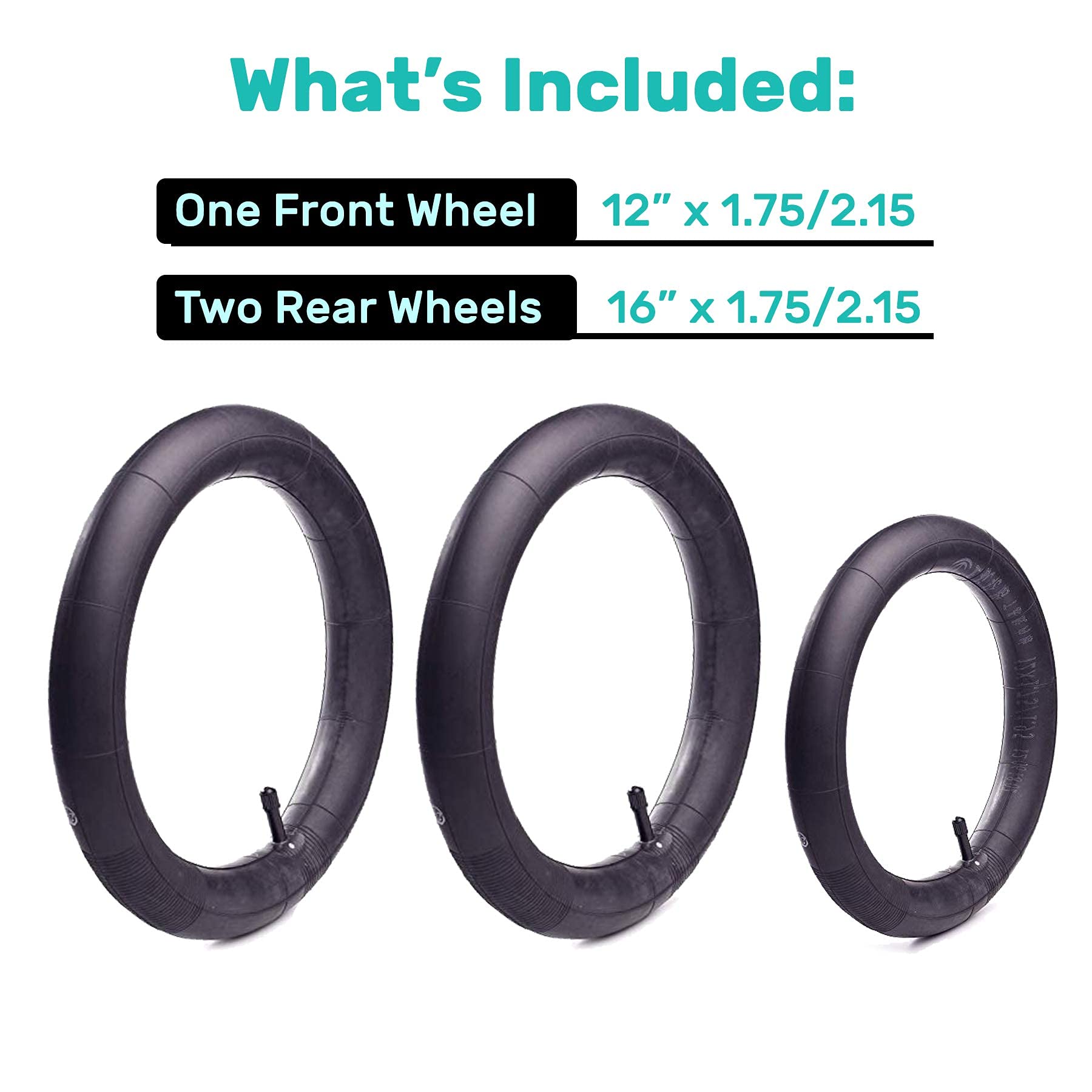 CALPALMY 16" Back and 12.5" Front (2+1) Stroller Wheel Replacement Inner Tubes, Compatible with BoB Stroller Tire Tube Revolution SE/Pro/Flex/SU/Ironman, Made from BPA/Latex Free Premium Butyl Rubber