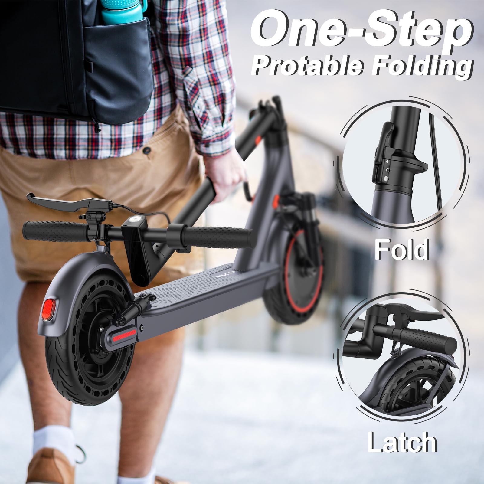 VOLPAM Electric Scooter, 350W/500W, 8.5"/10" Tires, 12/21/28 Miles Range, 16/19/22Mph, Folding E-Scooter with Dual Braking