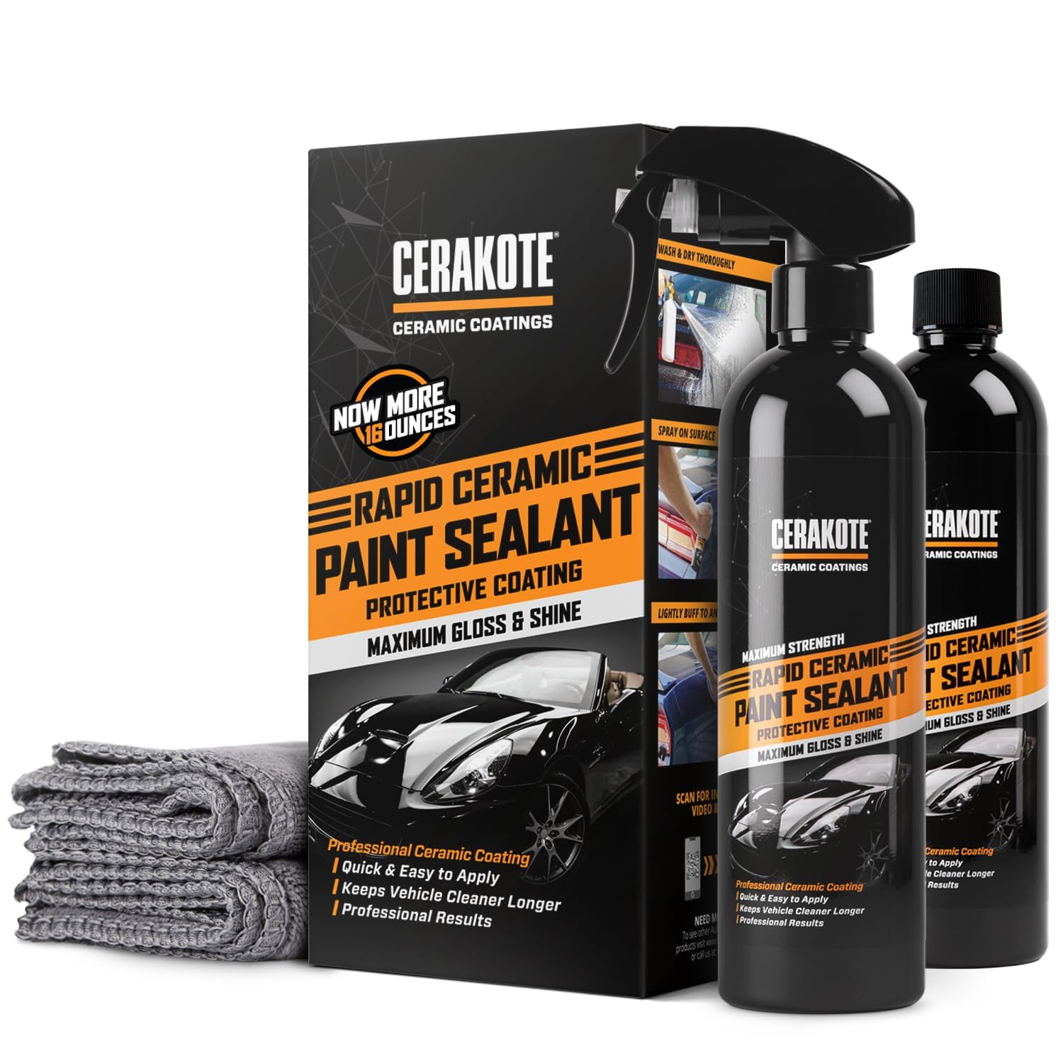 CERAKOTE® Rapid Ceramic Paint Sealant Spray (16 oz.) - Maximum Gloss & Shine – Extremely Hydrophobic – Unmatched Slickness - Ceramic Spray Coating - Pro Results