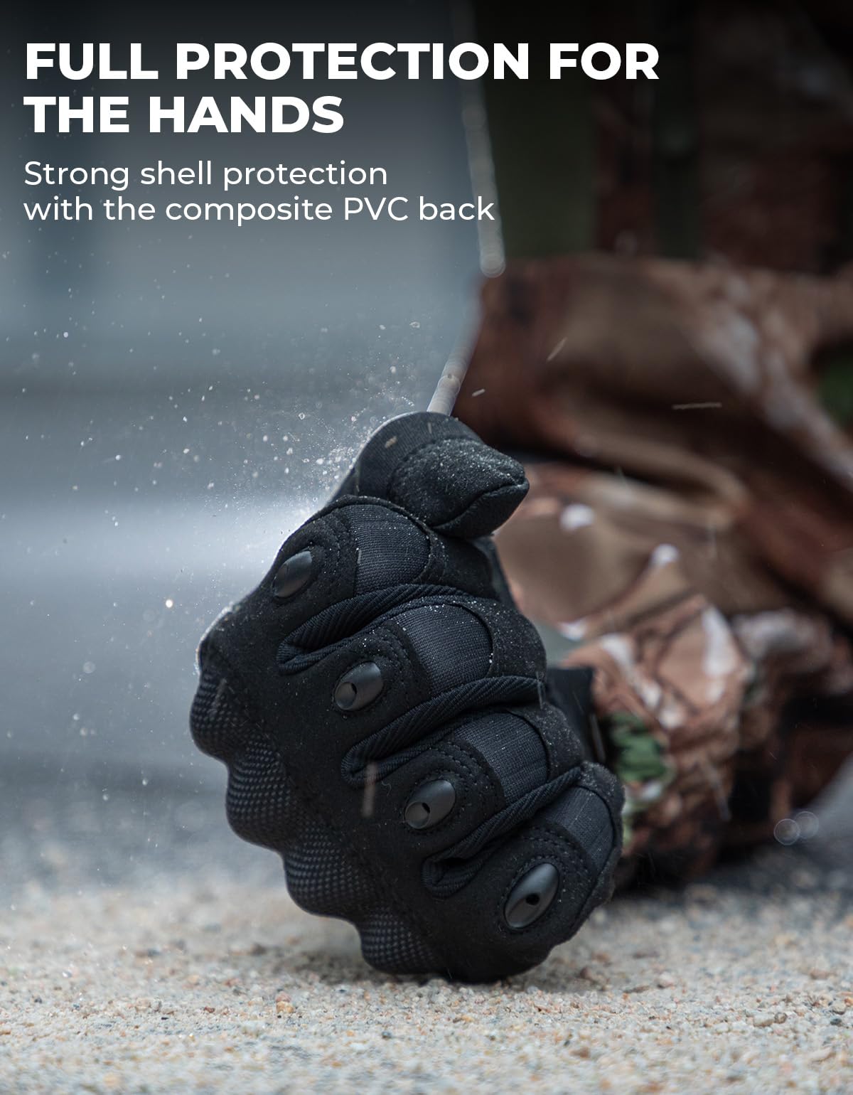 KEMIMOTO Tactical Gloves for Men, Touchscreen Motorcycle Gloves with Hard Shell & Palm Padding for Sports Motorcycle Cycling Tactical Airsoft Paintball Hunting Hiking Camping Climbing (Black,Medium)