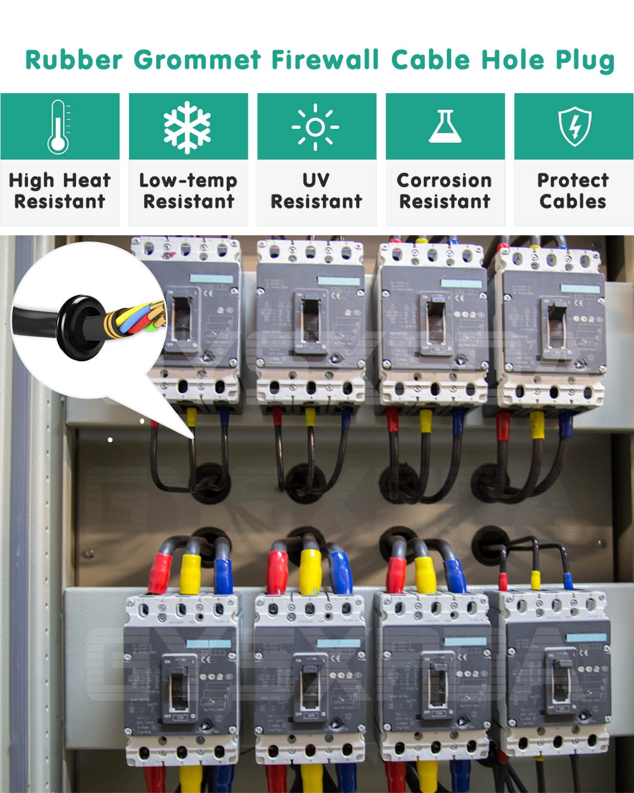 Gysxrda Rubber Grommet Kit 200 Pack - 7 Sizes Firewall Rubber Hole Plugs Rubber Grommets for Wiring, Automotive, Home Improvement Cord Pipe Wire Organization (7/25, 3/8, 1/2, 5/8, 3/4, 7/8, 1 inch)