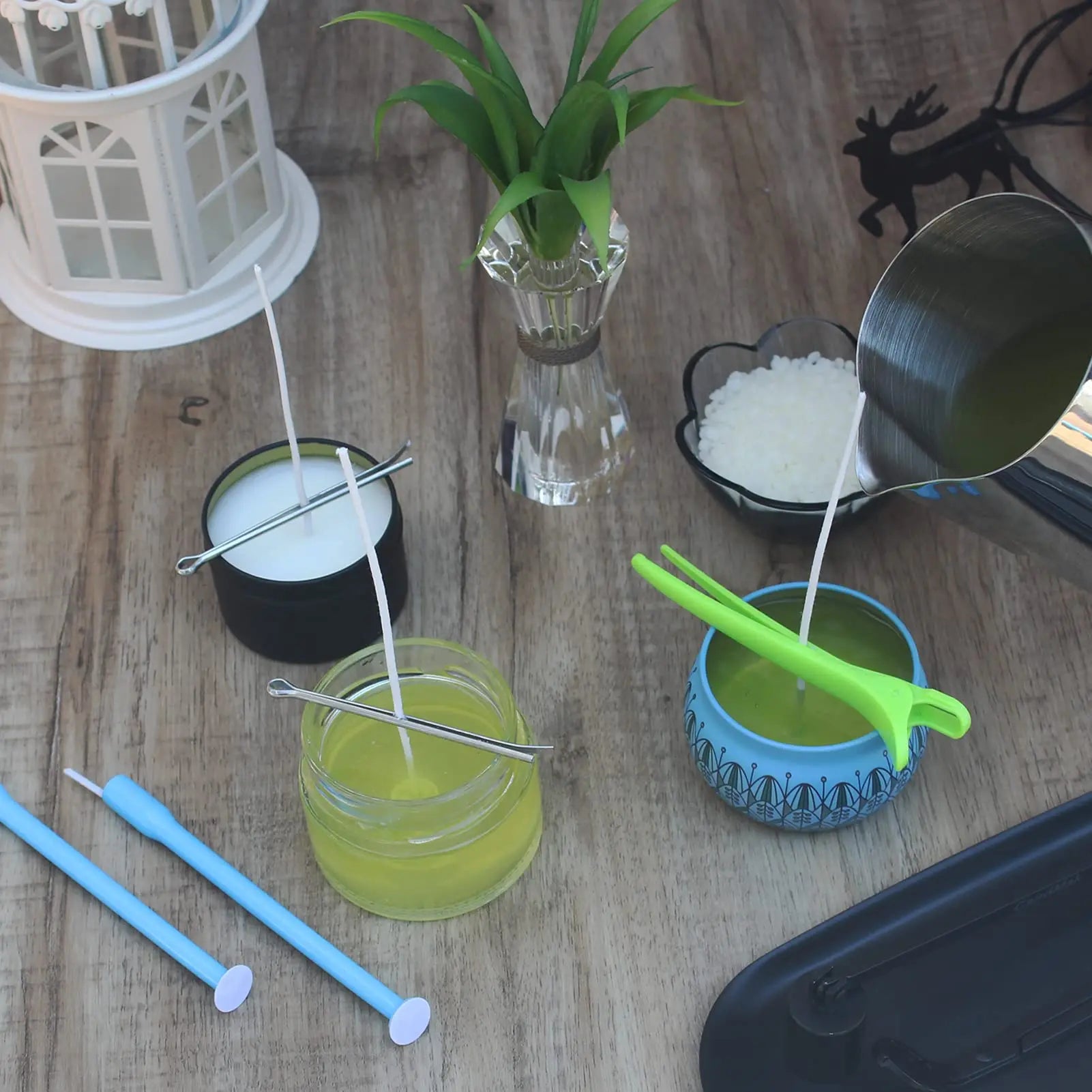CandMak Candle Wick Kit - 60 Cotton Wicks with Candle Making Tools (Thick 4"+6"+8")