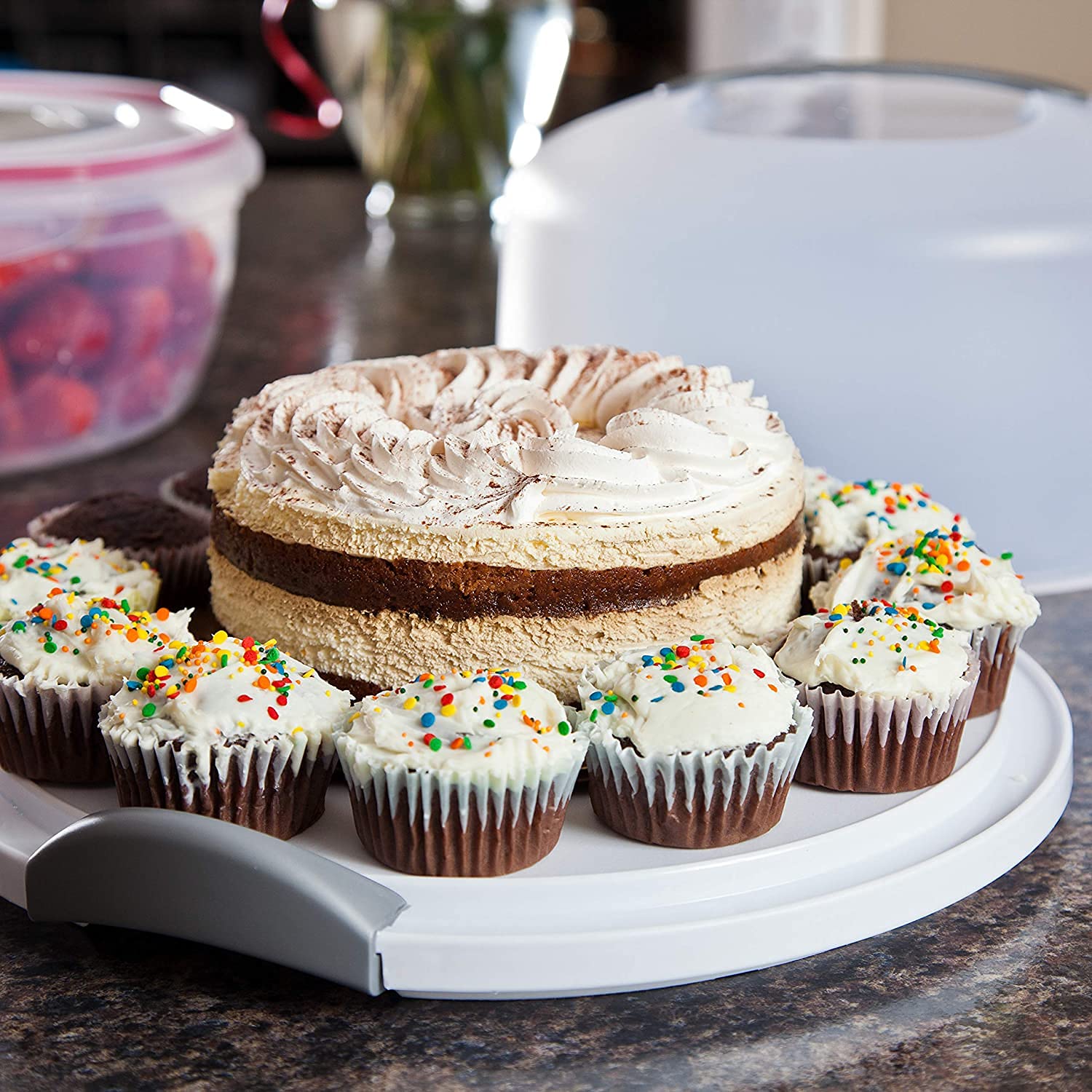 Sterilite 2008004 Cake Server, White (CLEAR, 2)