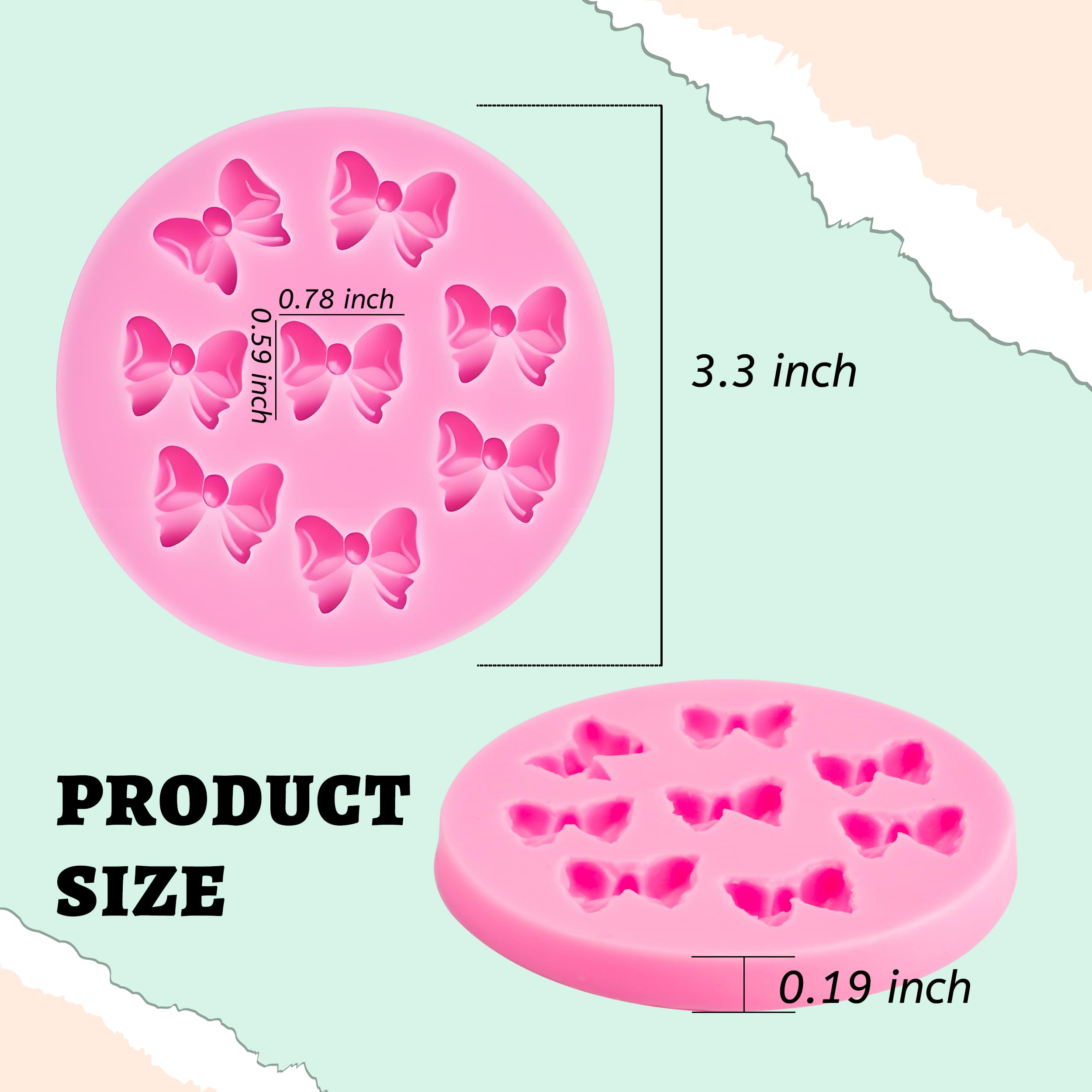 YunKo W0770 8 Mini Bows Silicone Fondant Molds Chocolate Sugar Candy Cake Pop Bow Craft Molds DIY Cake Decorating