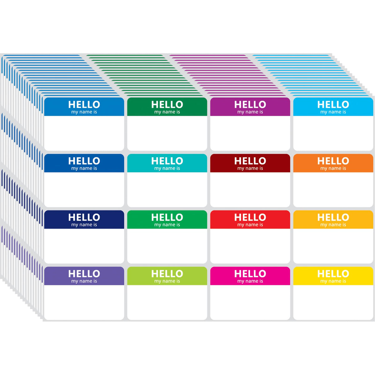 400 Namensetiketten, bunte Sticker – 16 Farben (7,6 x 5,1 cm) „Hello My Name Is“-Aufkleber zum Abziehen und Aufkleben zur Kennzeichnung für Schule, Büro, Konferenzen und Familienfeiern.