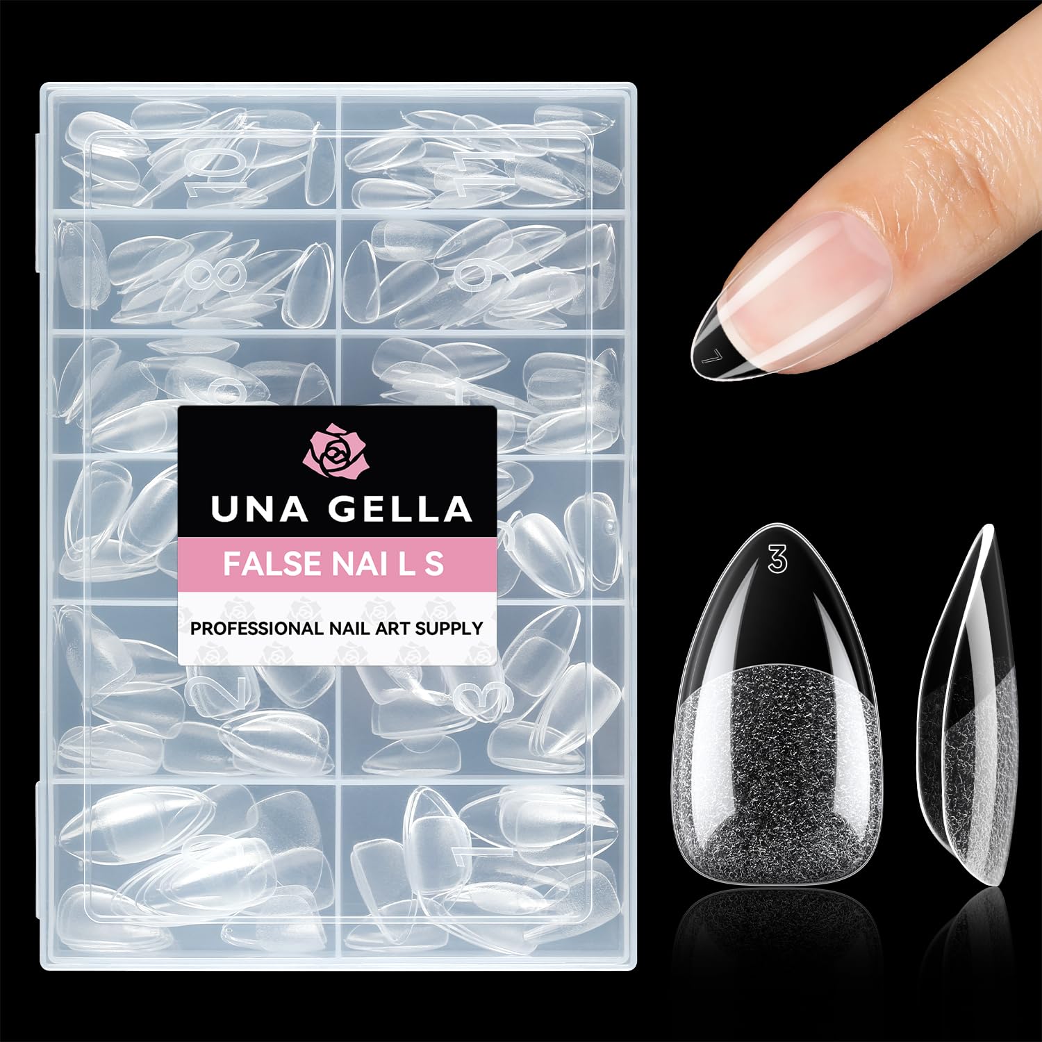 UNA GELLA أظافر صناعية قصيرة بيضاوية 216 قطعة، أطراف أظافر جل أكريليك مصممة مسبقًا لتغطية كاملة، وصلات أظافر منزلية، صالون أظافر، 12 مقاسًا، أطراف جلّية
