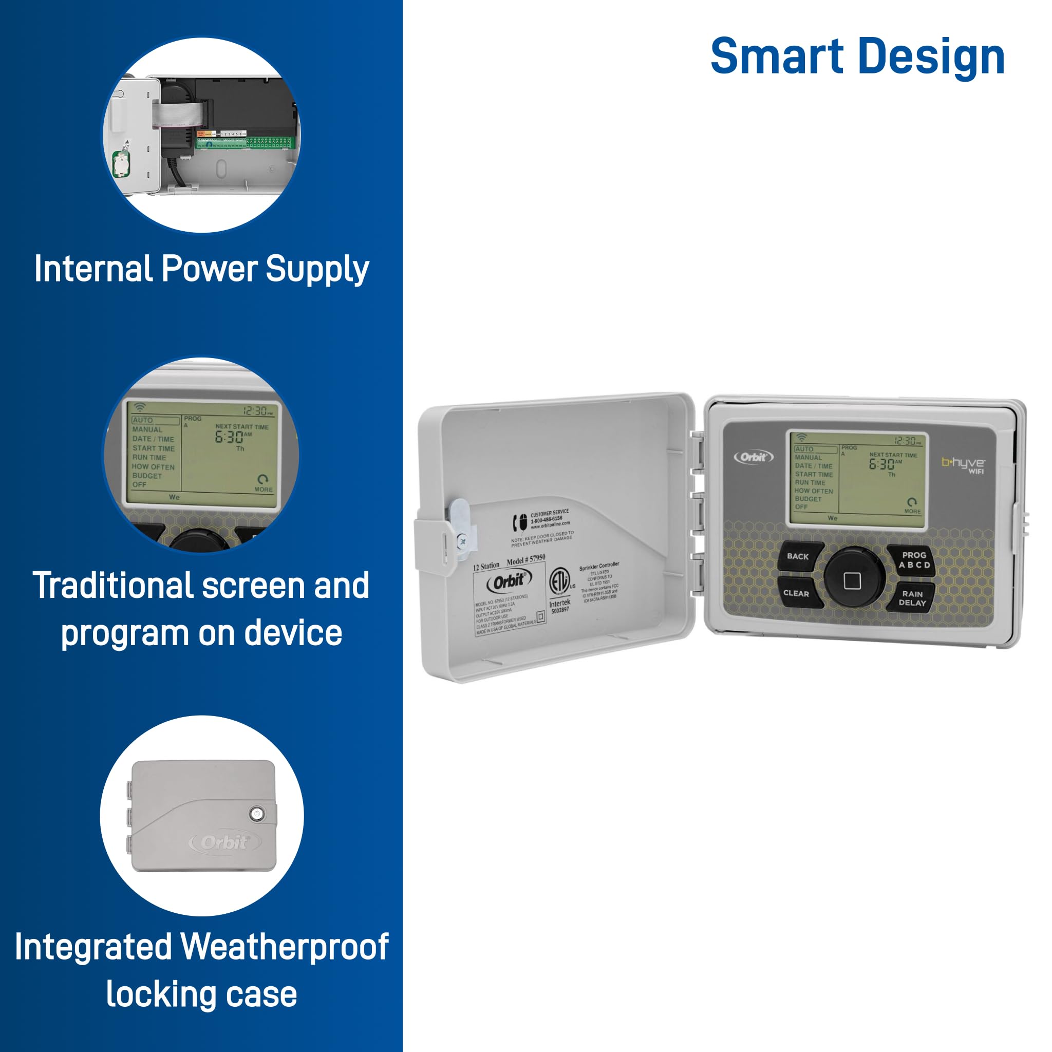 Orbit 57946 B-hyve 6-Zone Smart Indoor/Outdoor Sprinkler Controller