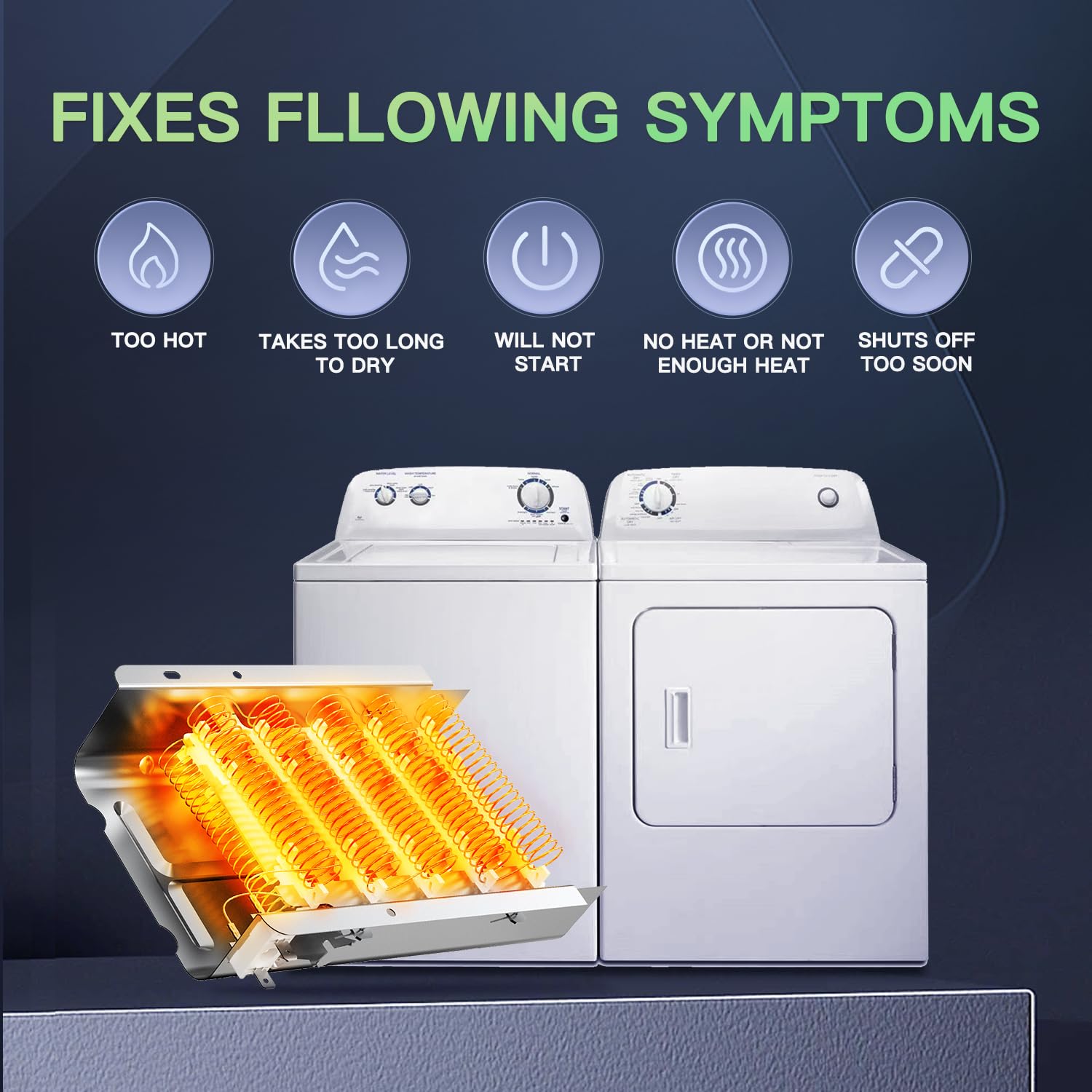 2025 UPGRADE 279838 Dryer Heating Element for Whirlpool Kenmore Roper Maytag Amana Admiral Dryer Heating Element Part Thermostat Thermal Fuse medx655dw1 500 600 70 80 Series Model 110 Dryer Part