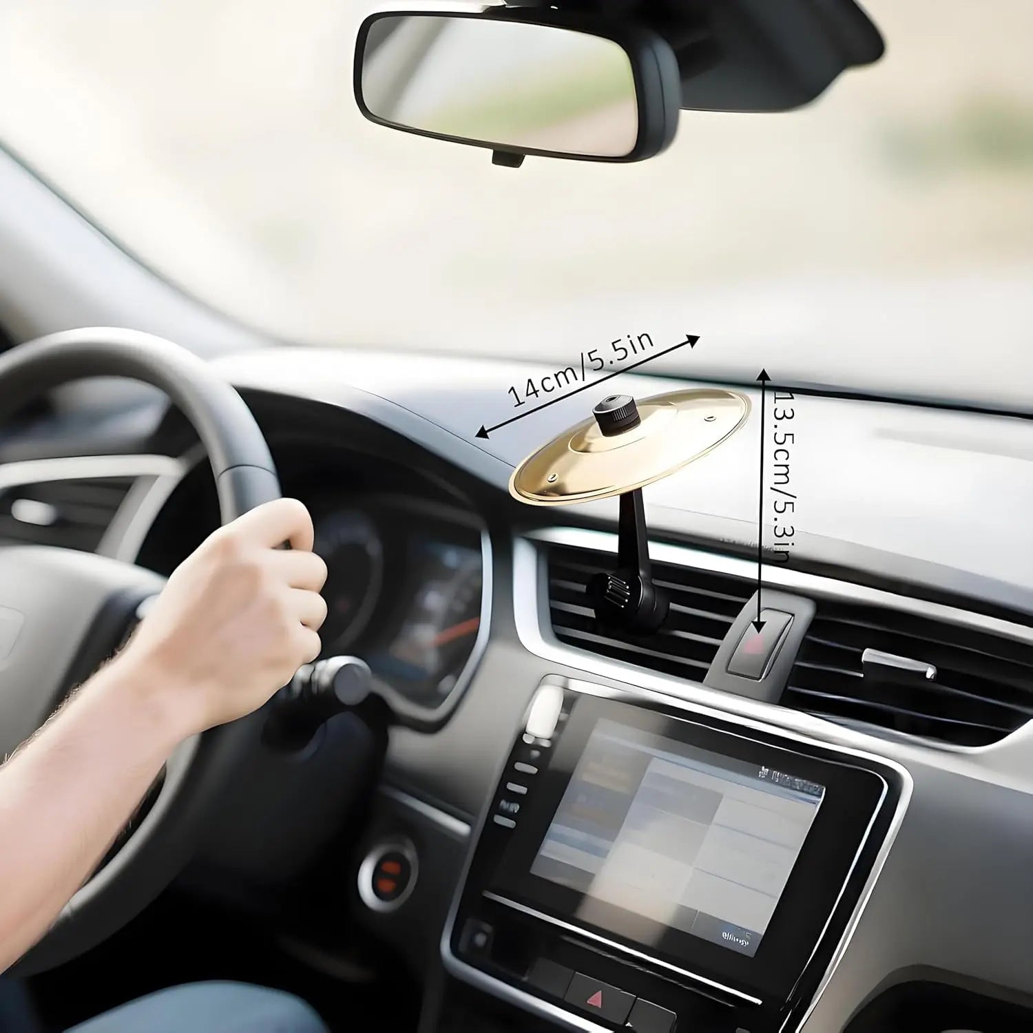 Car Cymbal, Car Cymbal Air Vent, Mini Drum Crash Cymbal For Car Vent, Suitable For All Types Of Vehicles (Gold)